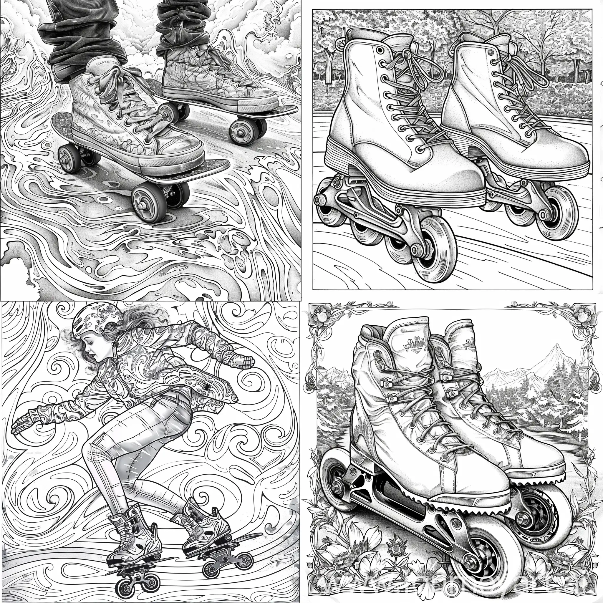 Coloring-Book-Roller-Skating-Scene-for-Kids