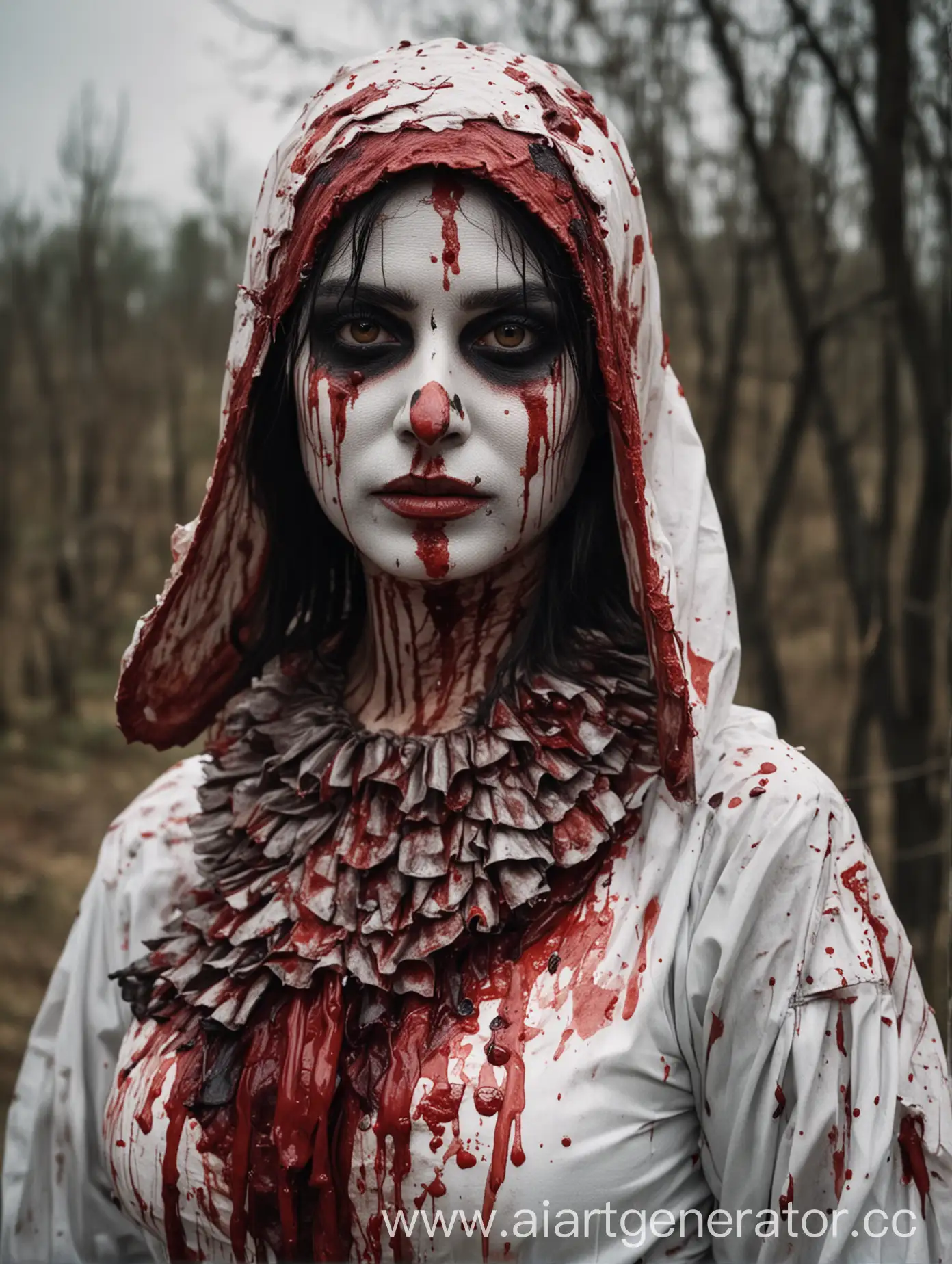 Nyusha-from-Smeshariki-in-Horror-Goose-Costume-with-Blood