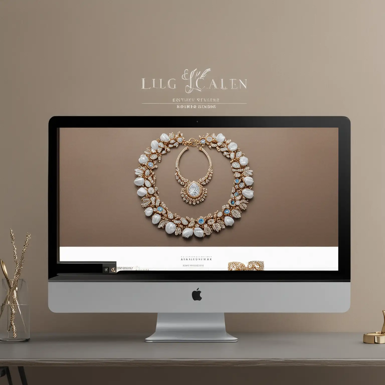 Elegant Jewelry Display on Modern Website Mockup