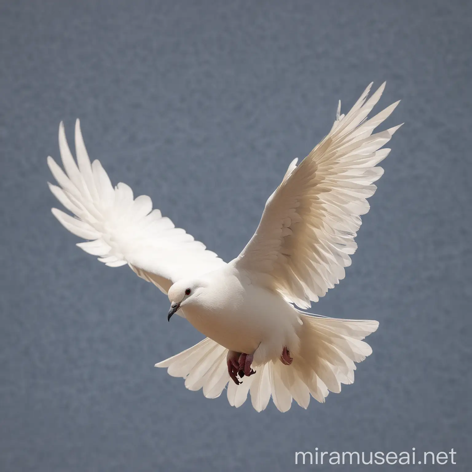 beautiful white dove during flight