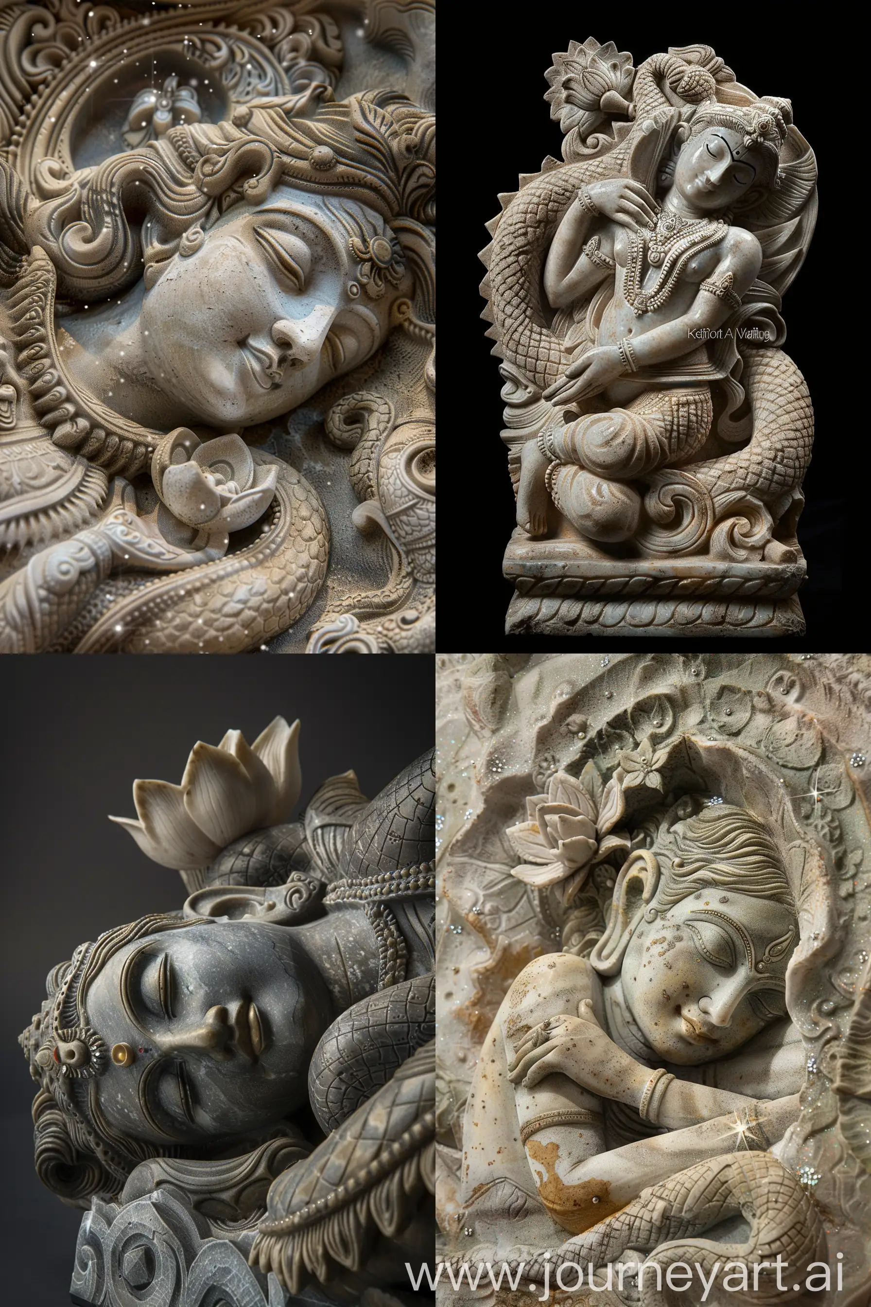 Lord-Vishnu-Sleeping-on-Serpent-Ananta-Sculpture-in-Cosmic-Ocean