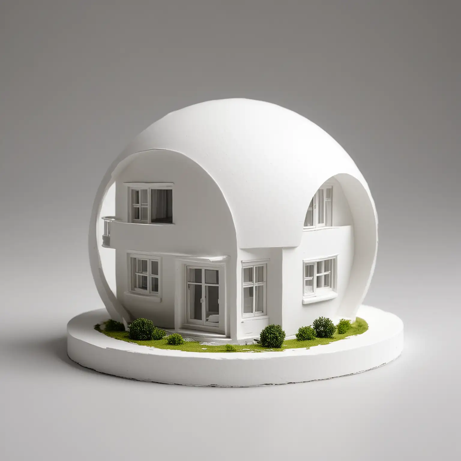 Minimalist White Sphere House on Clean Background