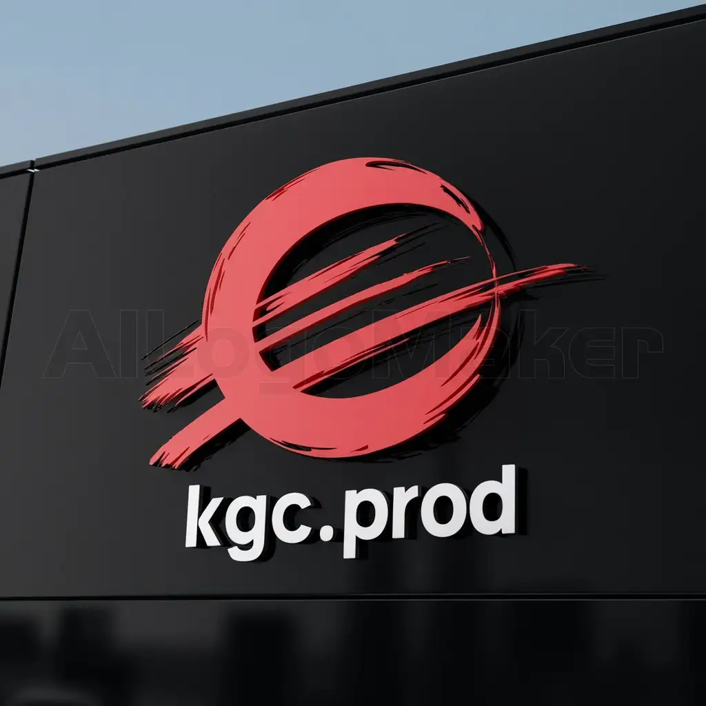 a logo design,with the text "Kgc.prod", main symbol:Incomplete red circle, drawn with a brush, on a black background,complex,be used in Others industry,clear background