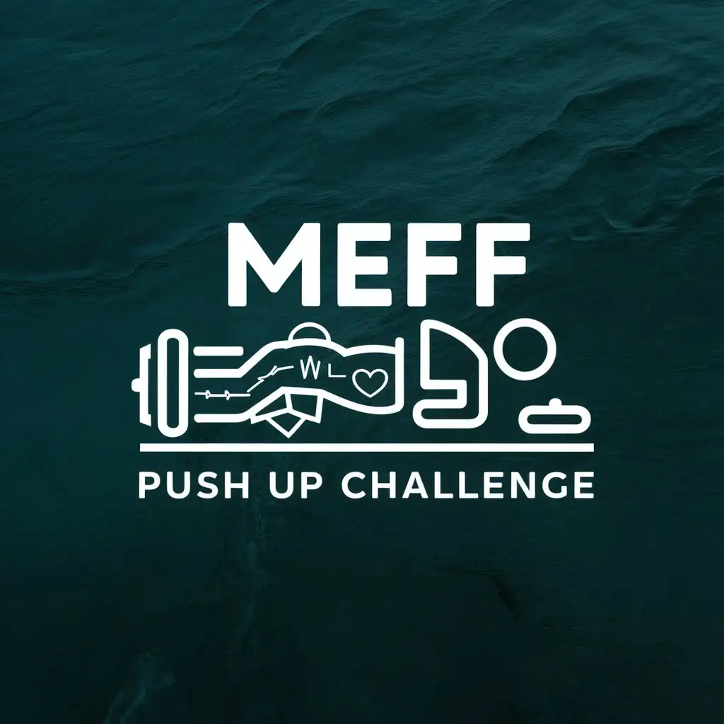 a logo design,with the text "MEFF Push Up Challenge", main symbol:Fitness Recycling Ocean Steel,Moderate,clear background