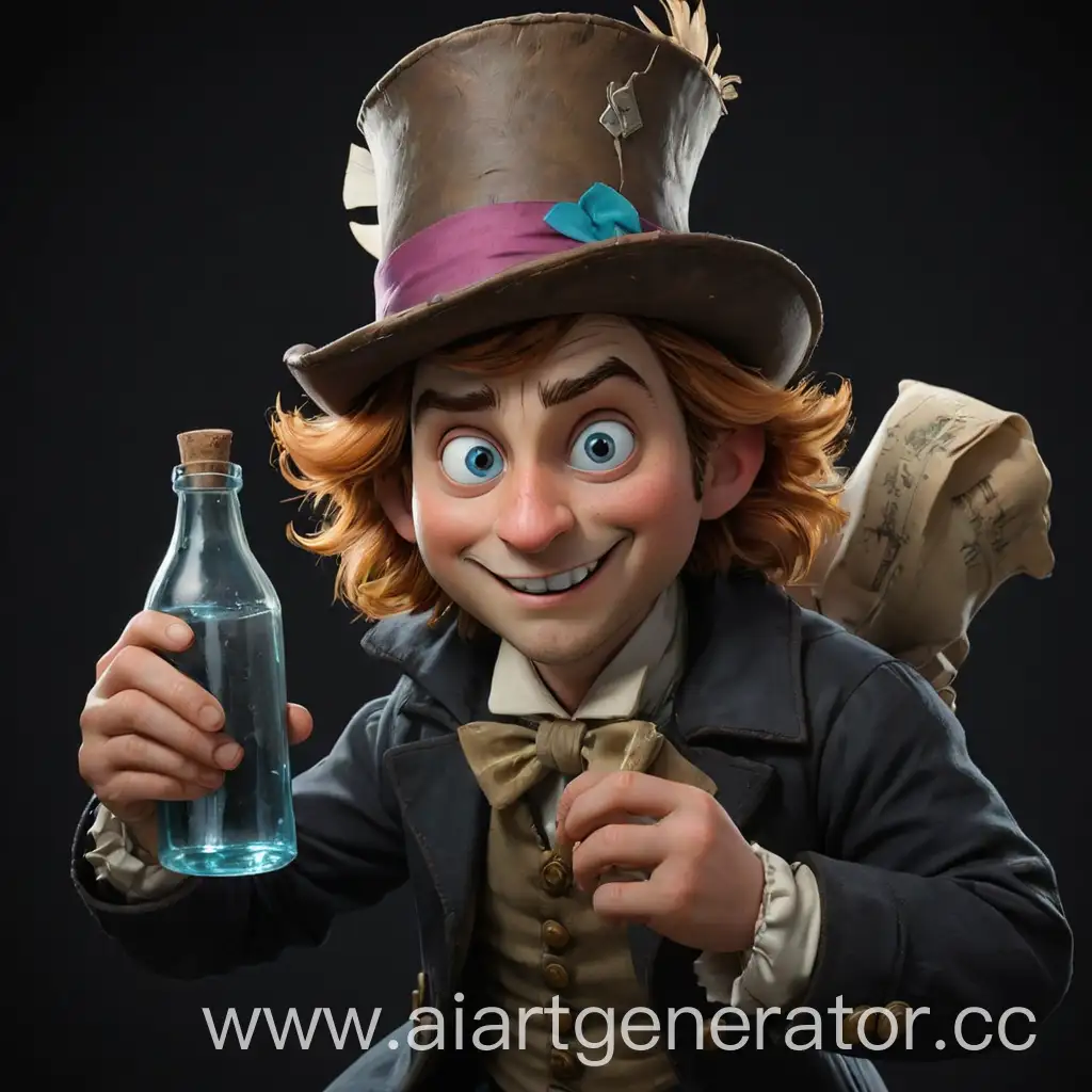Animated-Hatmaker-from-Alice-in-Wonderland-Holding-Bottle