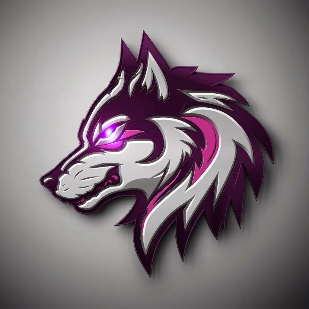 Wolf side view logo purple white and pink