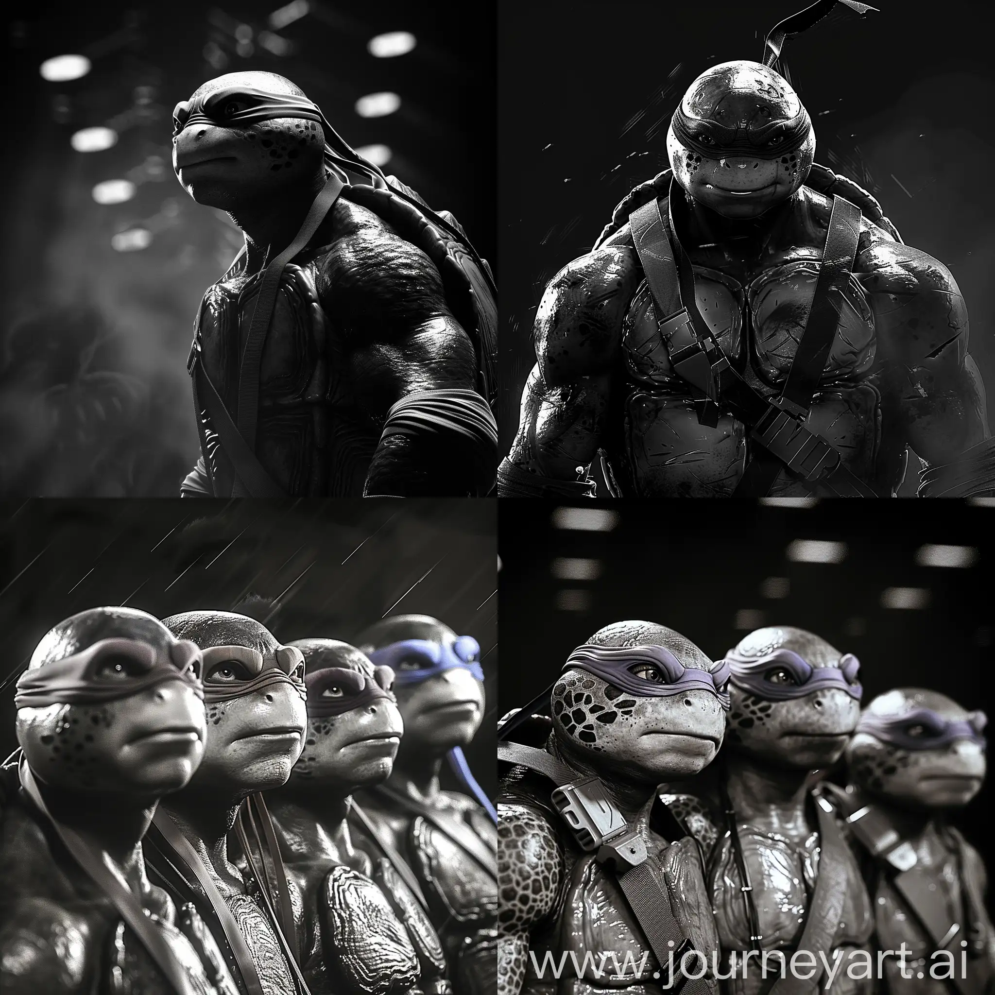 cyber Ninja turtles wallpapers in black and white