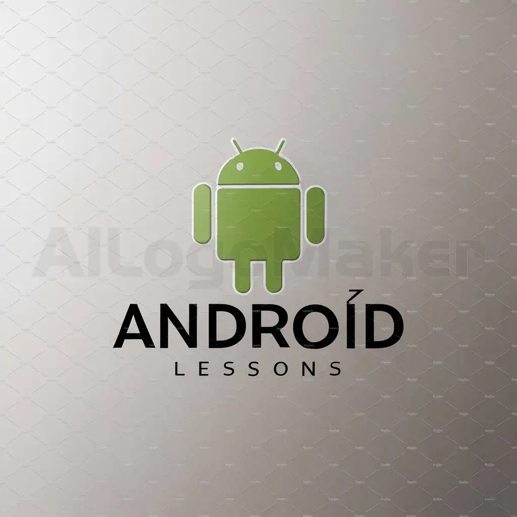 a logo design,with the text "Android Lessons", main symbol:Android,Moderate,clear background