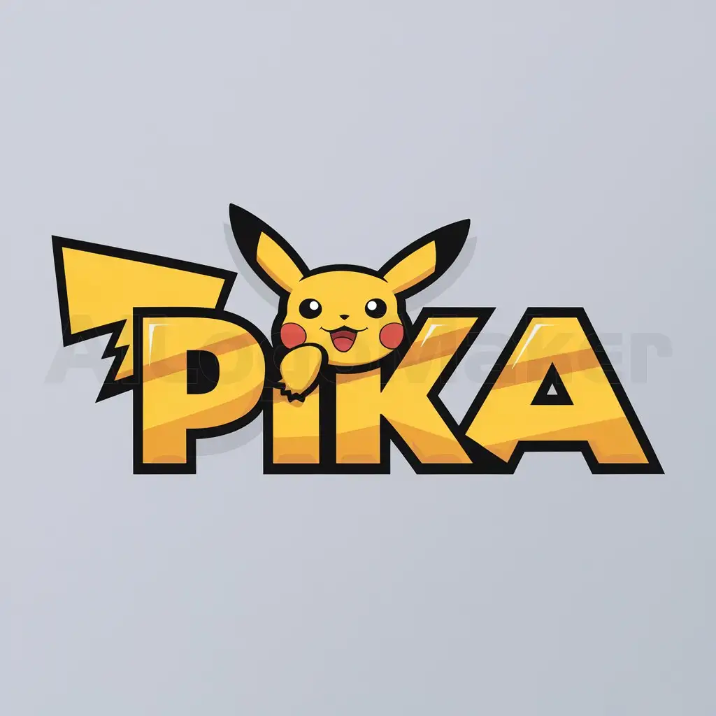 a logo design,with the text 'pika', main symbol:pikachoo, Moderate, clear background