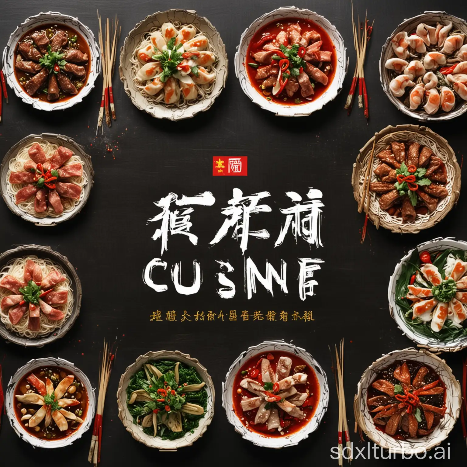 绘制一张中国宁海美食的图片作为视频封面