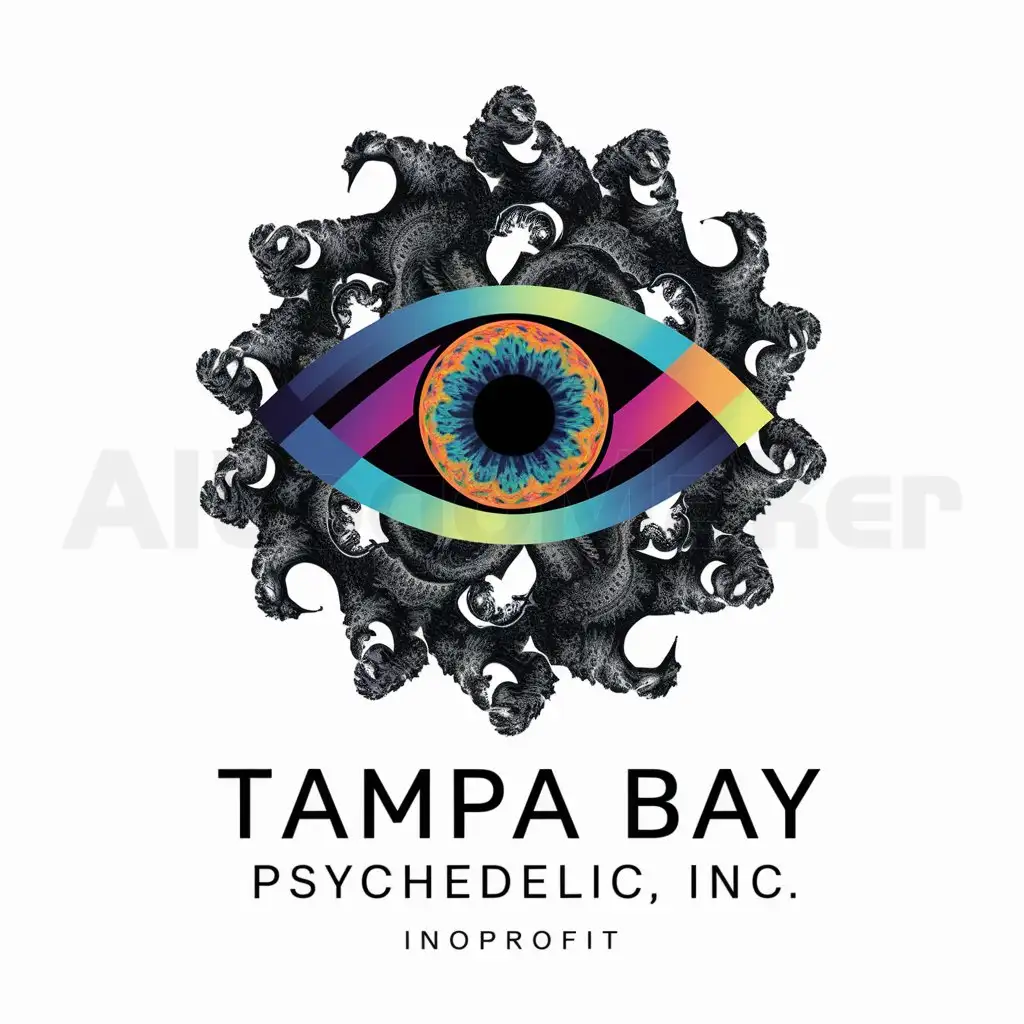 a logo design,with the text "Tampa Bay Psychedelic, Inc", main symbol:fractal with psychedelic eye,complex,be used in Nonprofit industry,clear background