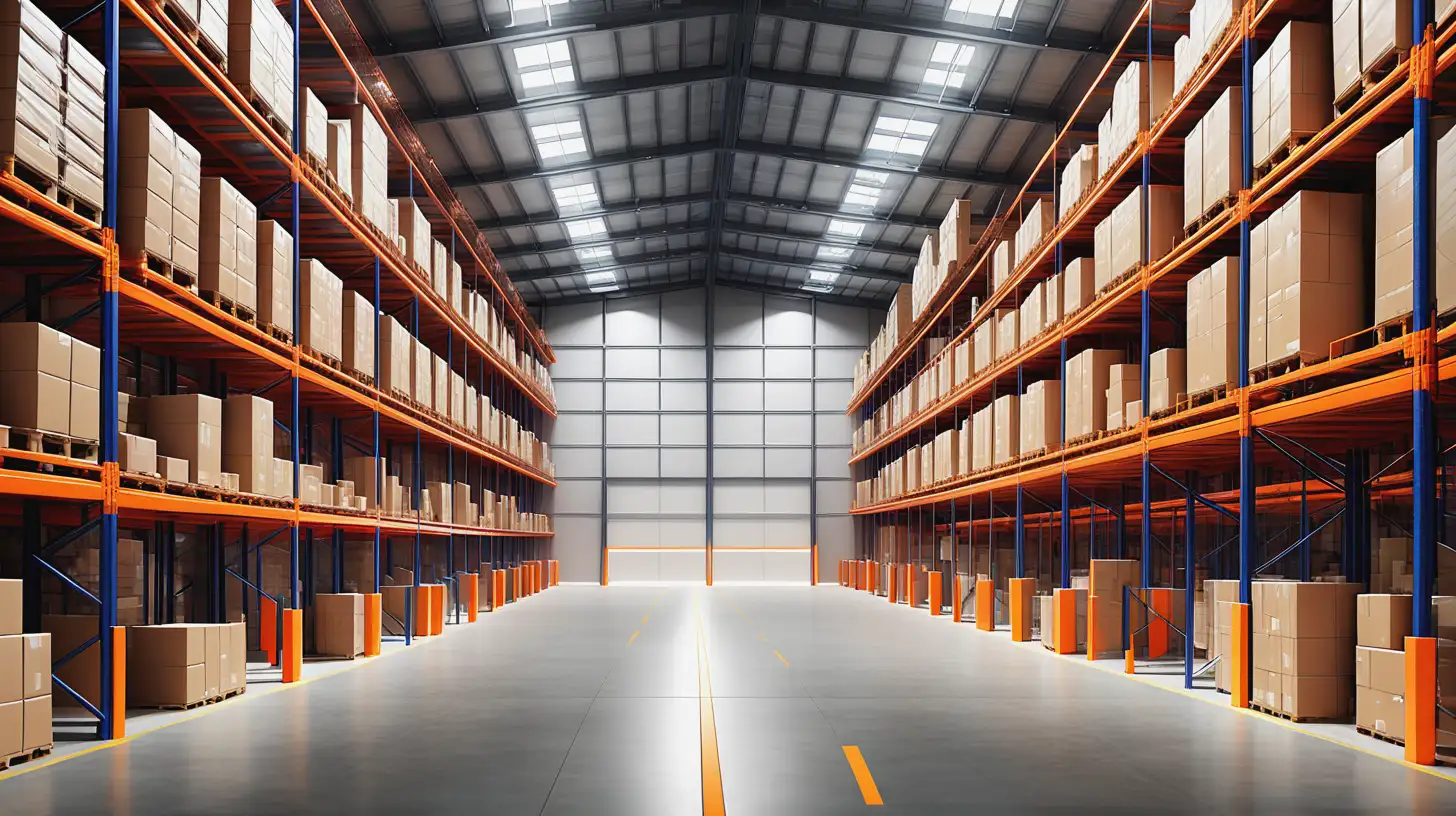 create a bright modern cutting edge warehouse image



