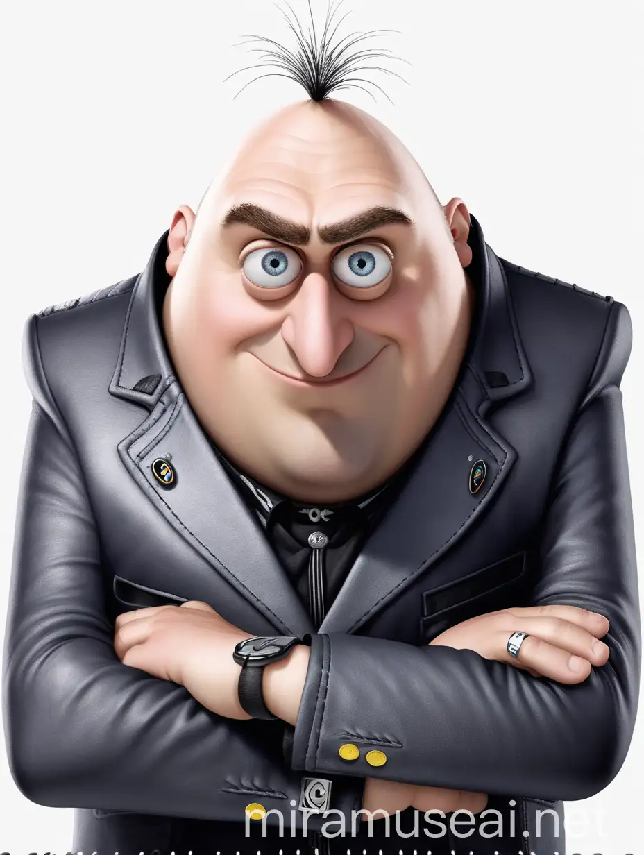 Gru from Despicable Me as a band director using the uploaded image for face features. On a solid white background.