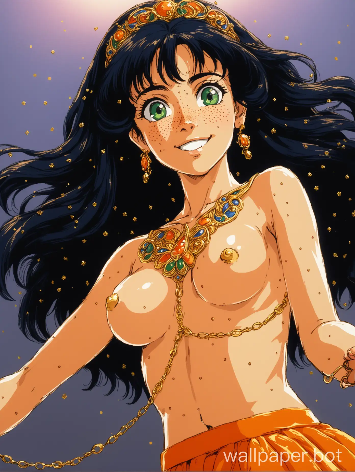 Elegant-Topless-Syrian-Woman-Dancing-Portrait-of-a-Pretty-Freckled-Lady-in-Retro-Anime-Style