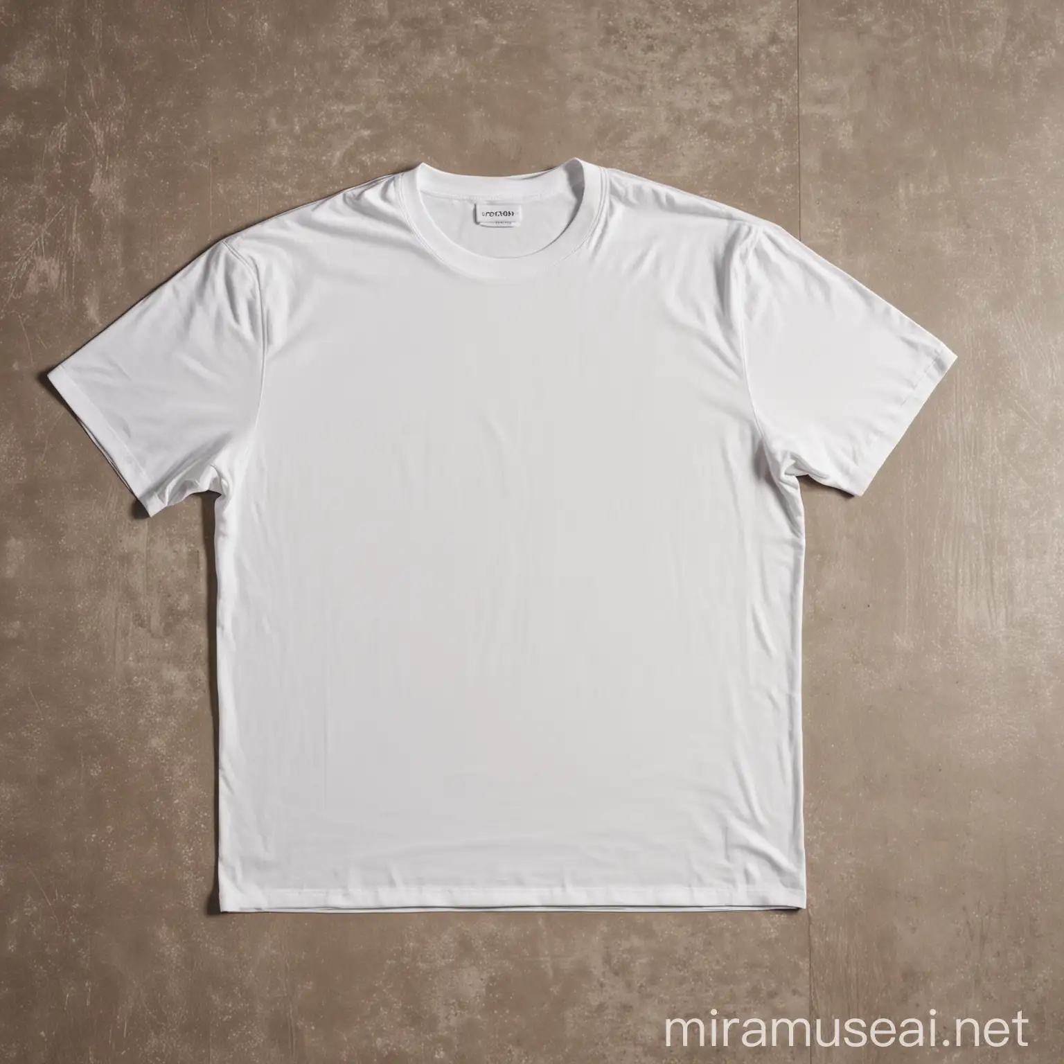 White TShirt Laid Flat on Floor with Symmetrical Ironed Look