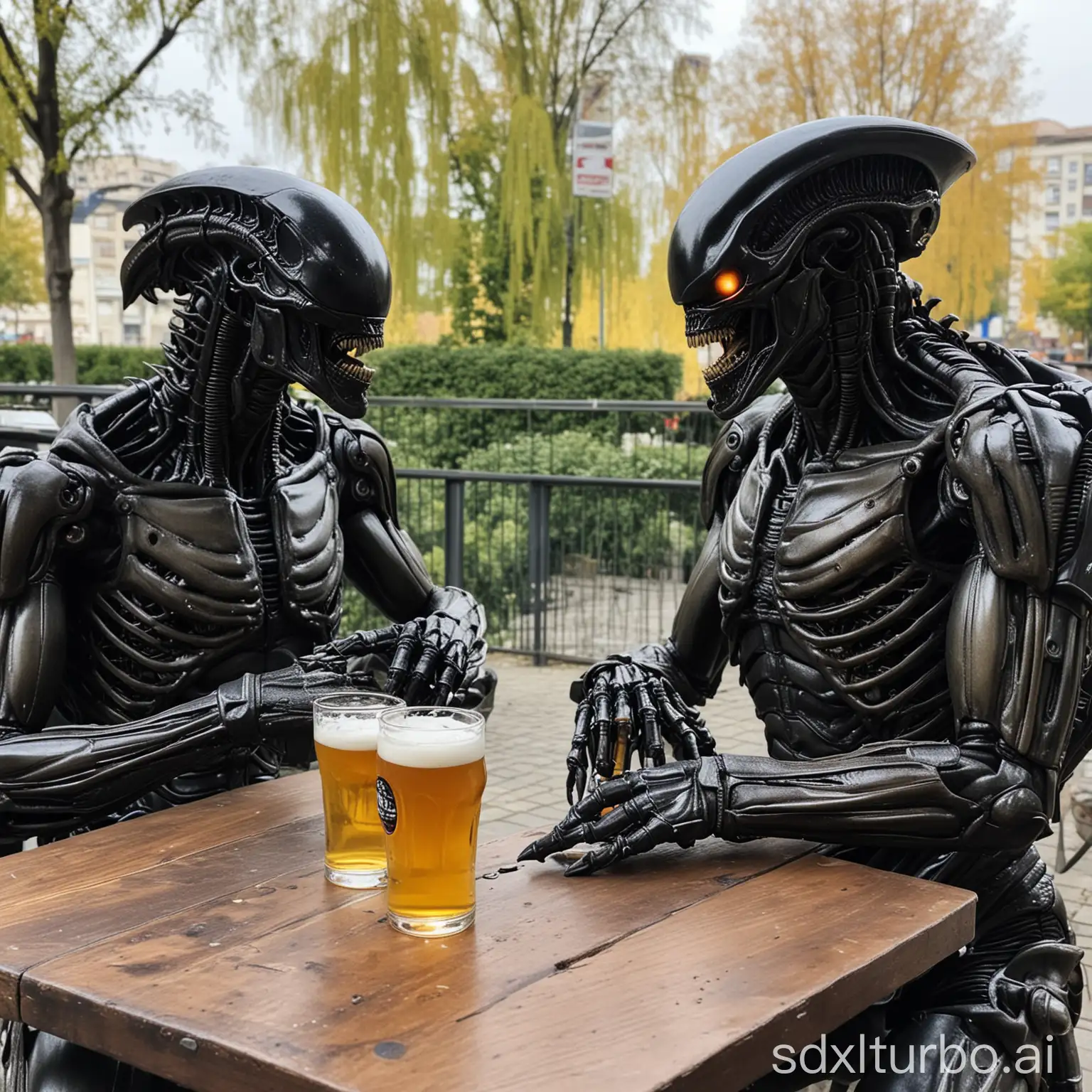 Real T800 and Xenomorph having a beer together in Bucharest
