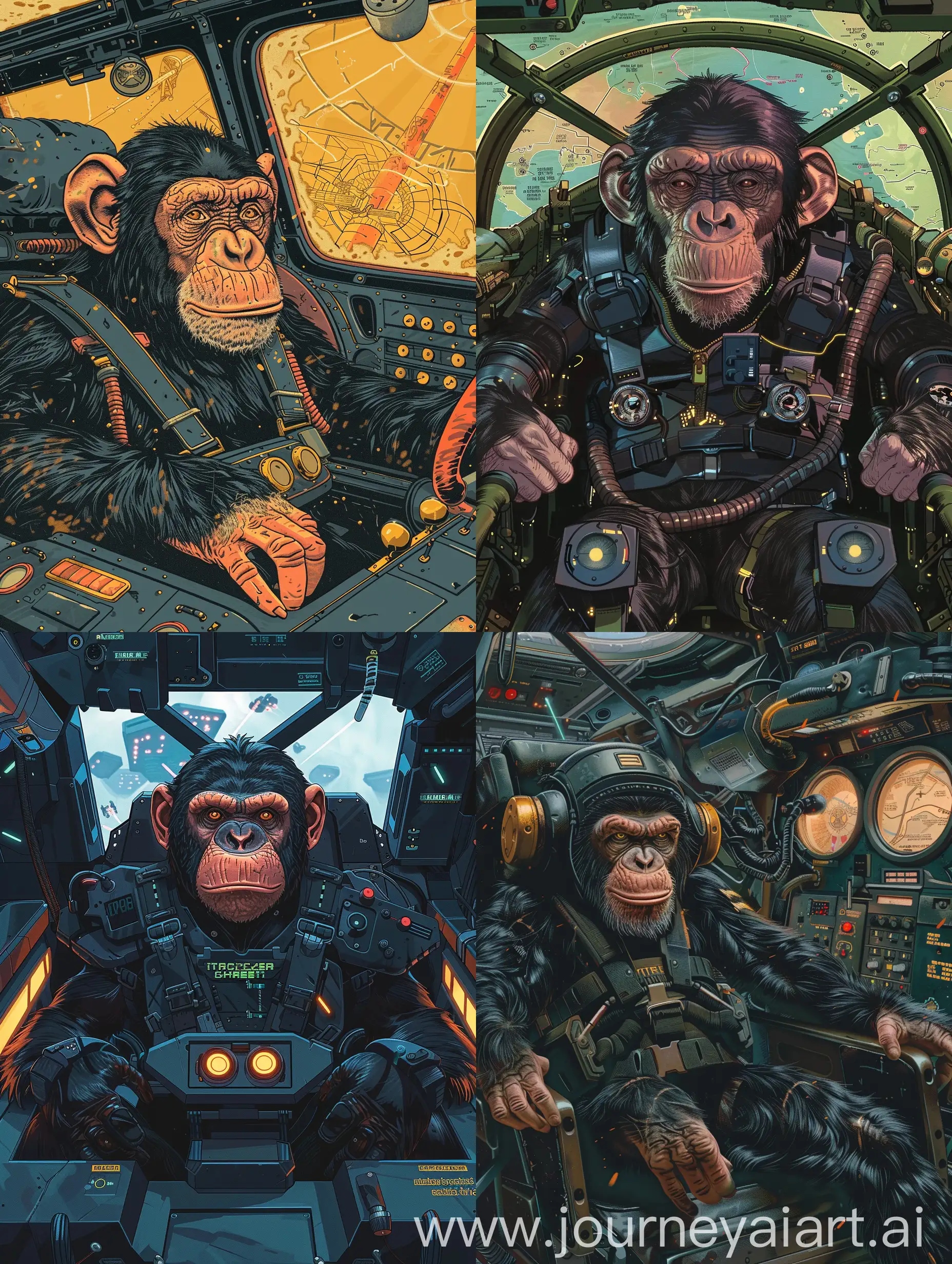 Chimpanzee-Pilot-in-Combat-Robot-Cockpit-SciFi-Comic-Book-Cover-Art