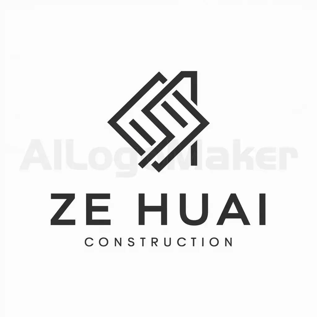 a logo design,with the text "Ze Huai", main symbol:spatial design,Moderate,be used in Construction industry,clear background