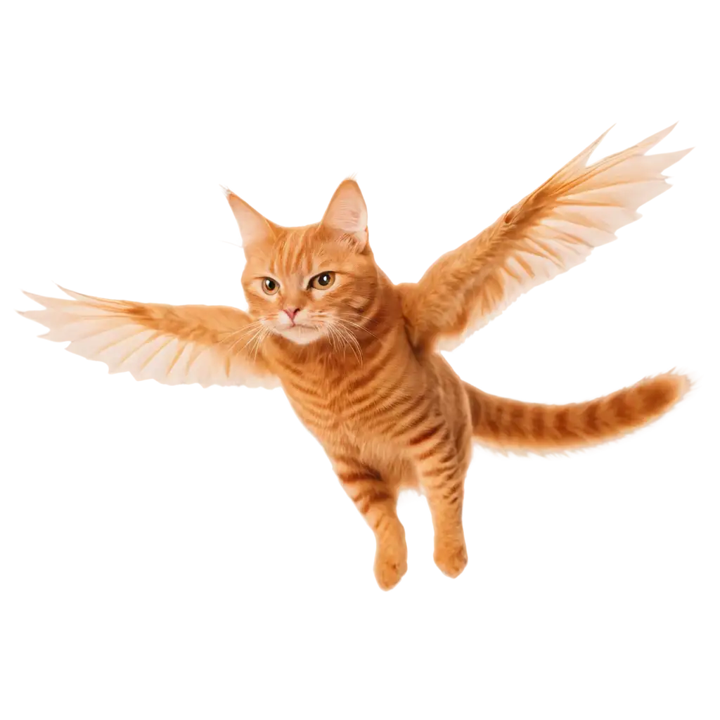 kucing orange lagi marah sambil terbang