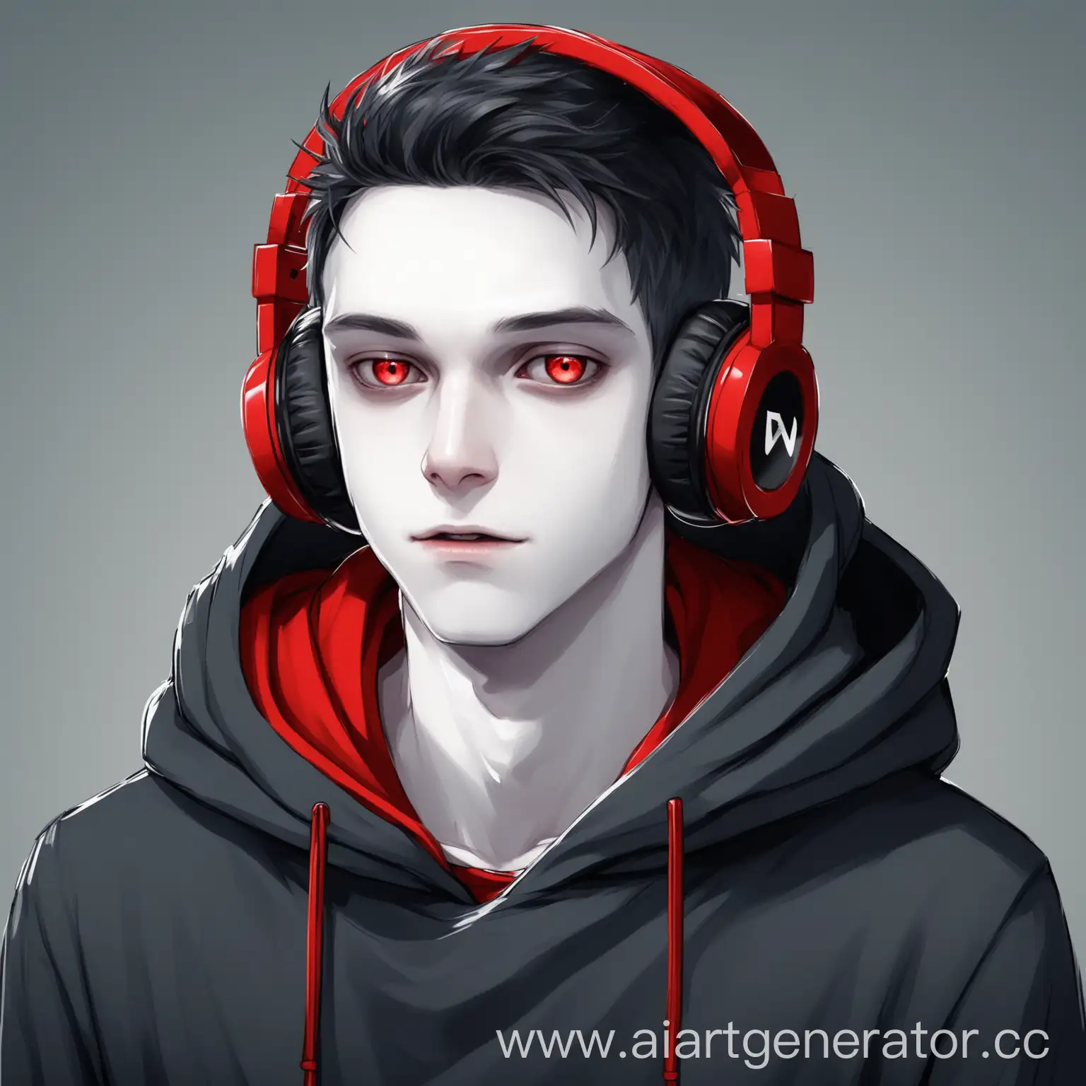Paleskinned-YouTuber-in-Red-Hoodie-with-Headphones