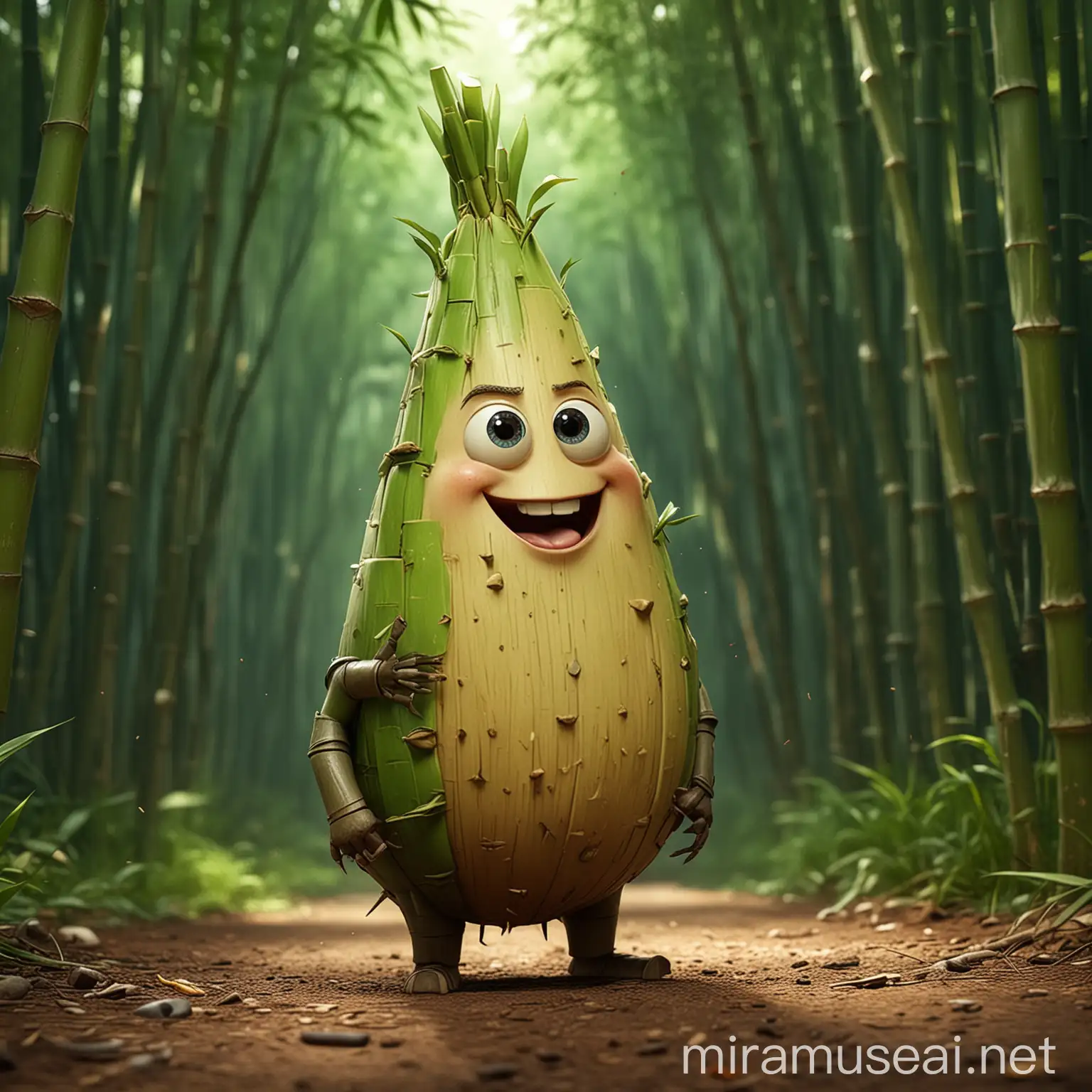 Bamboo Shoot Illustration Vibrant Pixar Style Artwork