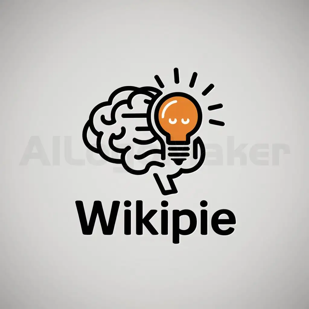 a logo design,with the text "Wikipie", main symbol:A Brain with Idea,complex,be used in Education industry,clear background