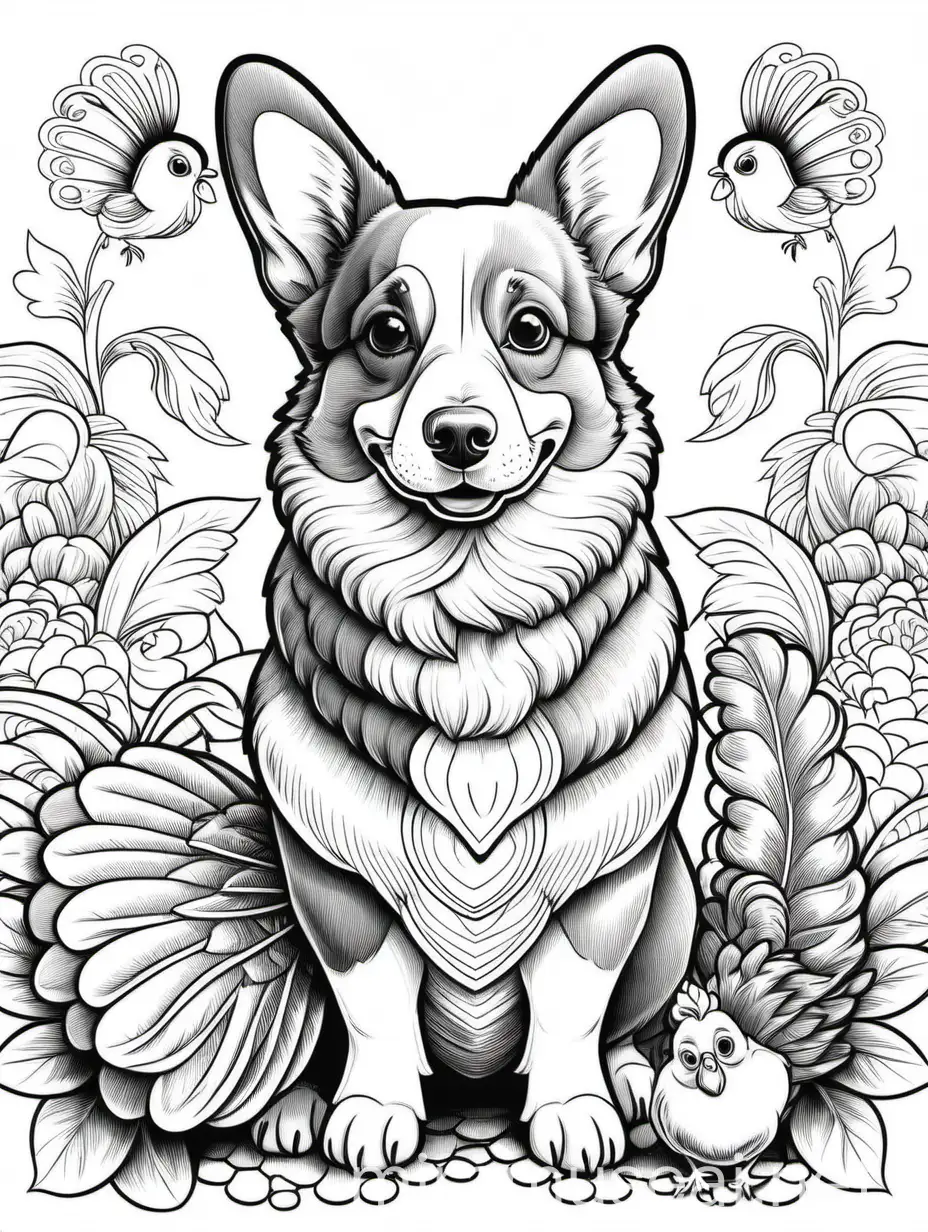 Zoey the Pembroke Welsh Corgi Adorable Coloring Page for Relaxation