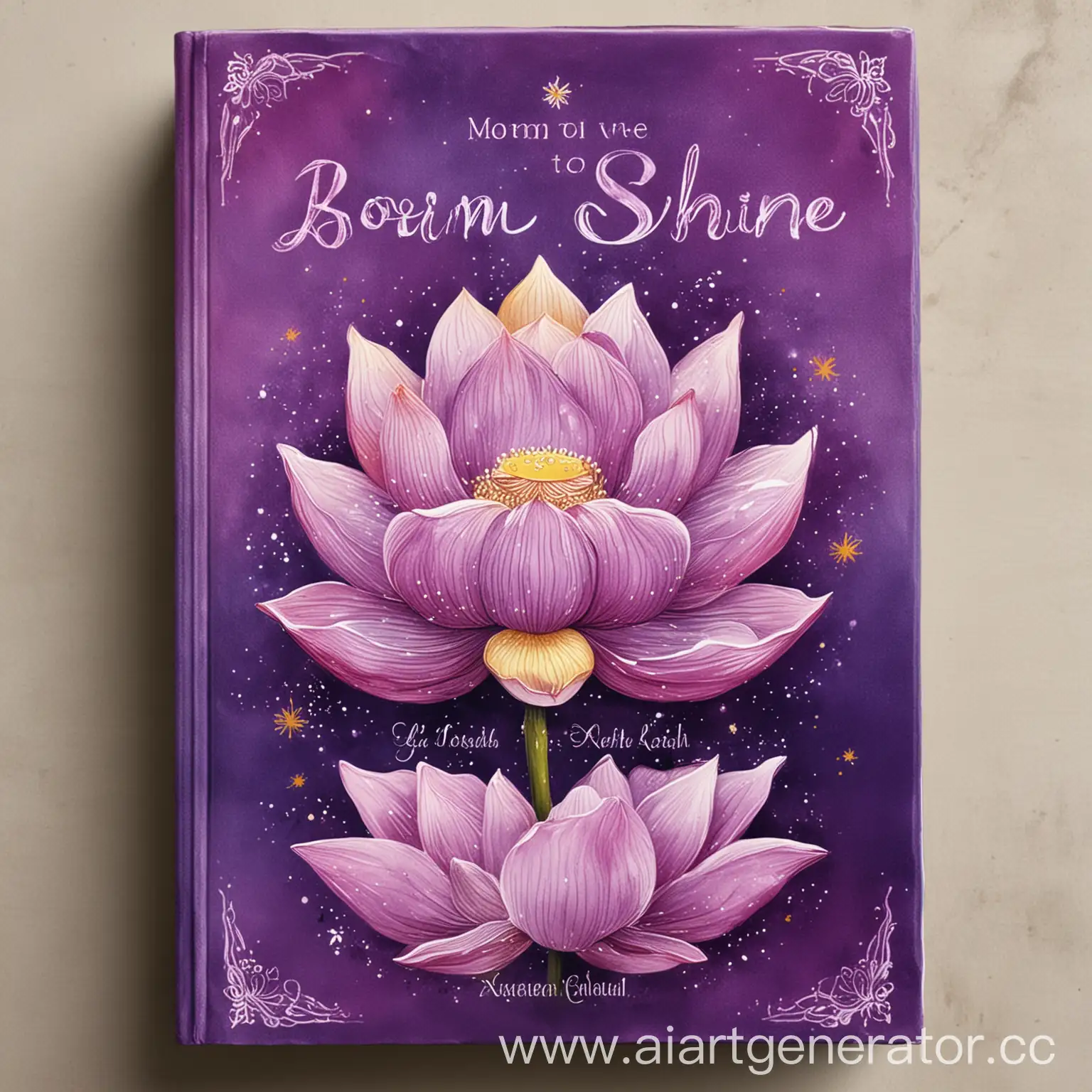 Womens-Book-Cover-Featuring-Lotus-in-Purple-Born-to-Shine