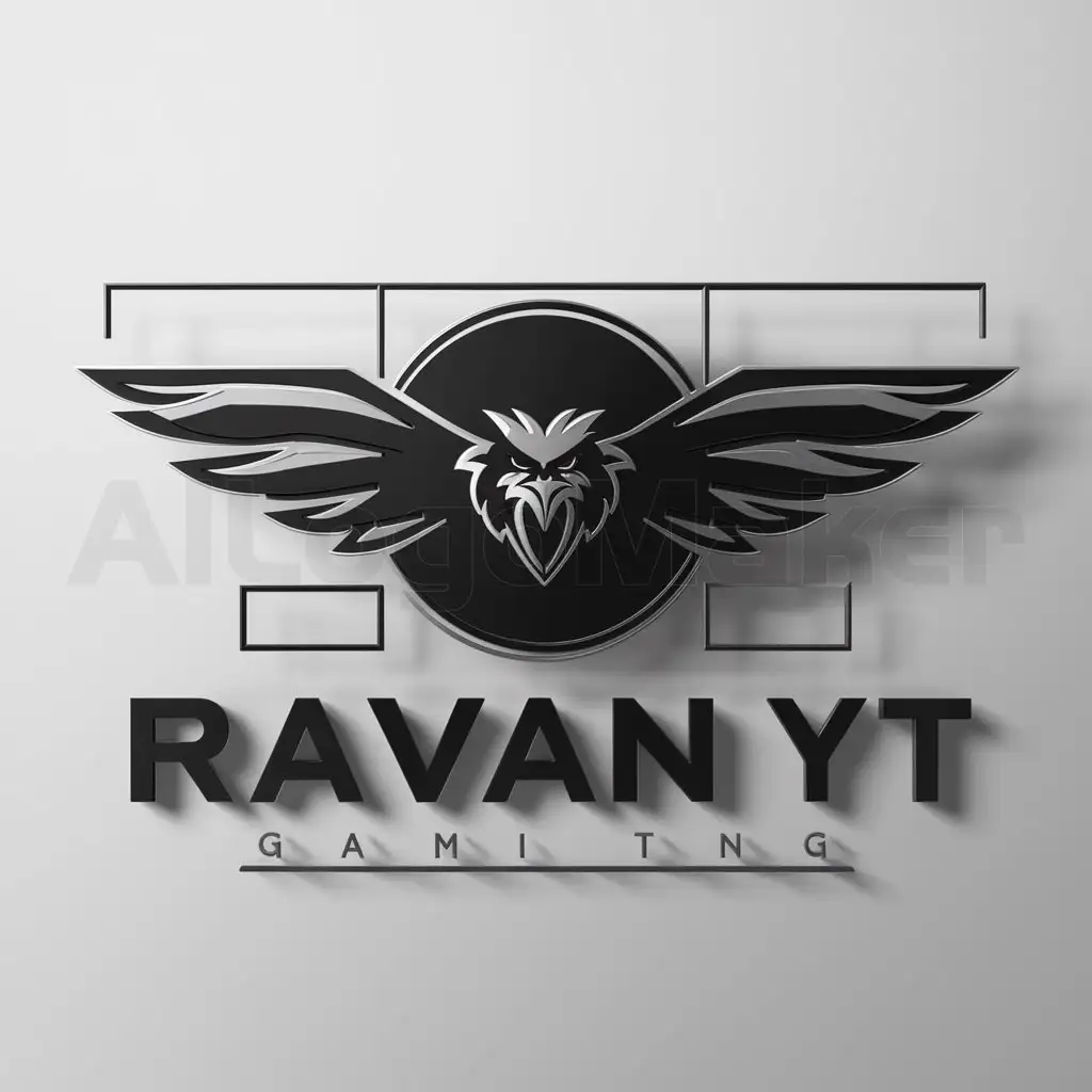 a logo design,with the text "Ravan YT", main symbol:RAVAN YT BLACK CIRCLE AND ANGRY RAVAN RAVAN,Moderate,be used in Gaming industry,clear background