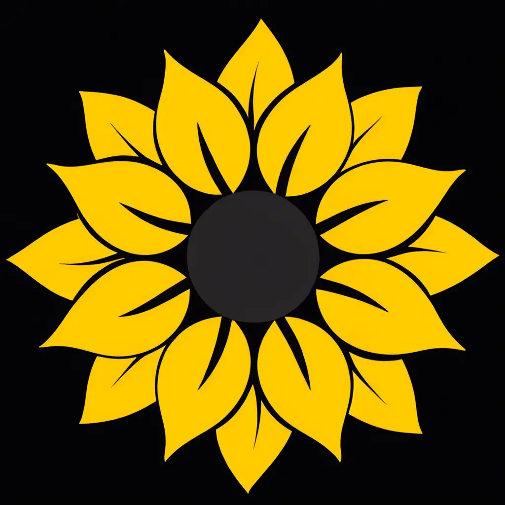 Minimalist Sunflower Vector Illustration with Symmetrical Design