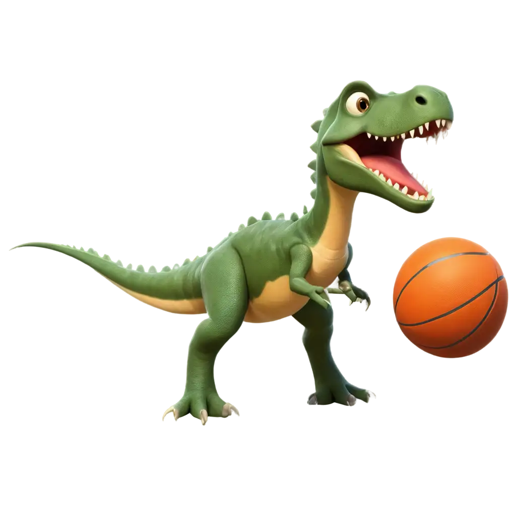 Funny-Dinosaur-and-Baby-Playing-Basketball-Delightful-PNG-Image-in-Pixar-Style