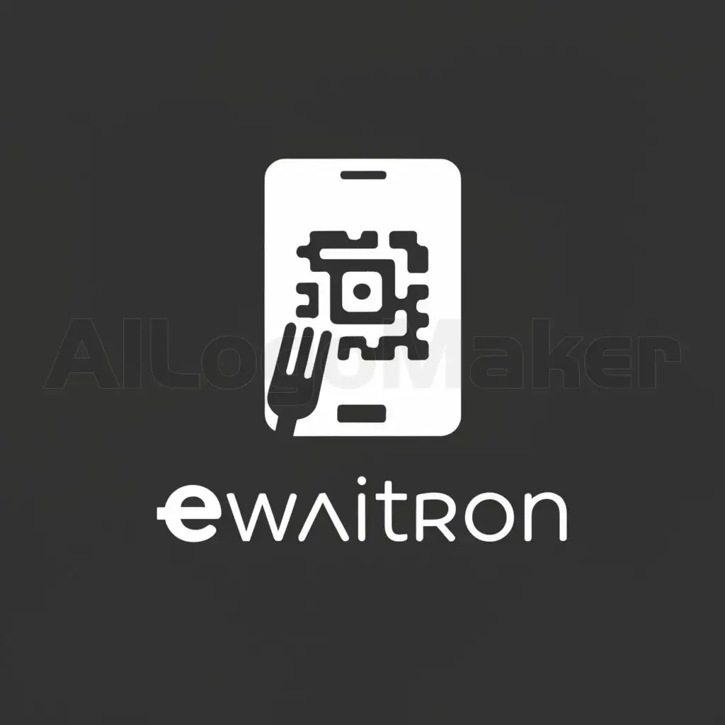 a logo design,with the text "E-Waitron", main symbol:Smart Phone Qr Code Restaurant Menu,Minimalistic,be used in Restaurant industry,clear background