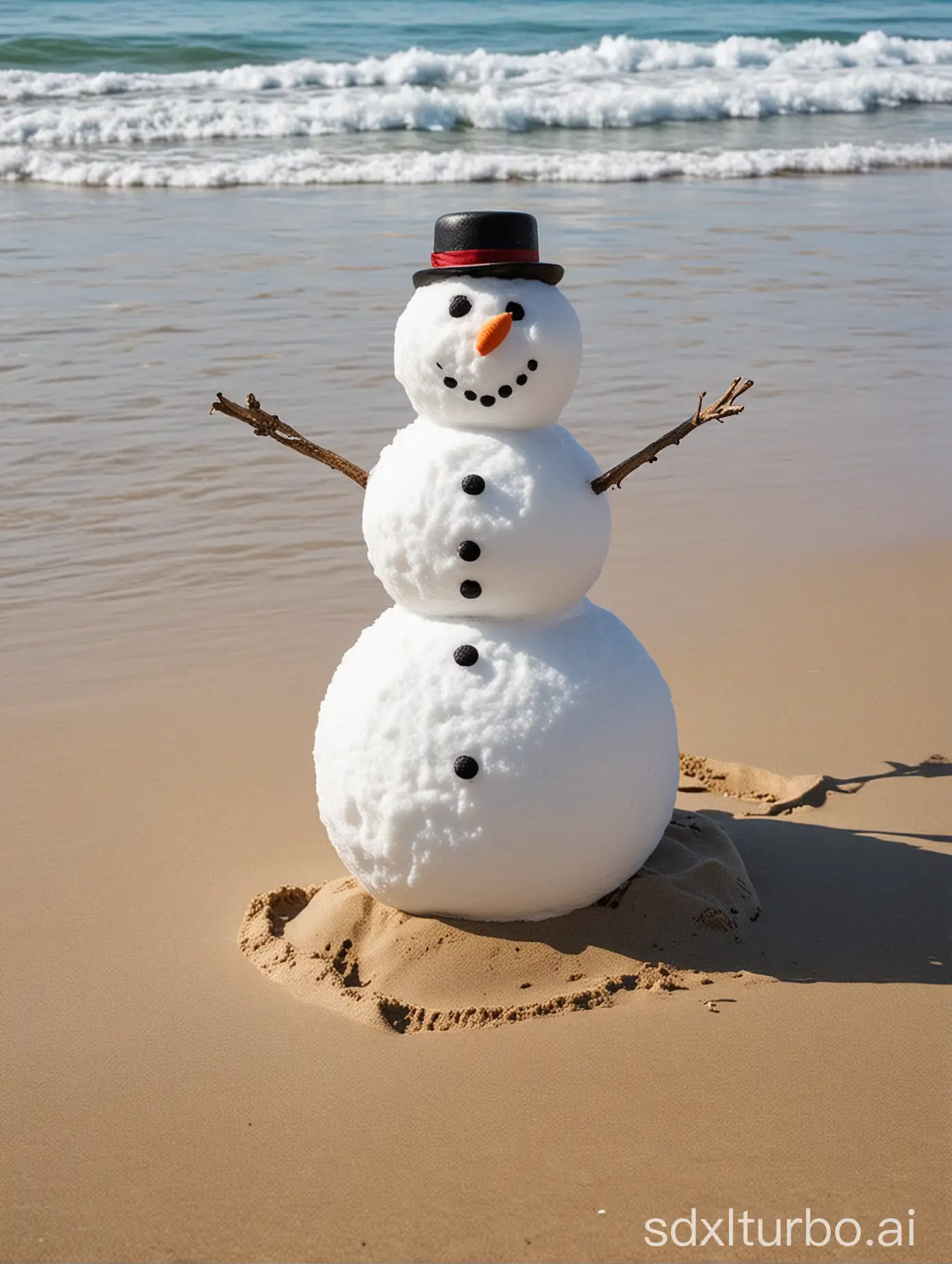 Cheerful-Snowman-Enjoying-a-Day-at-the-Beach