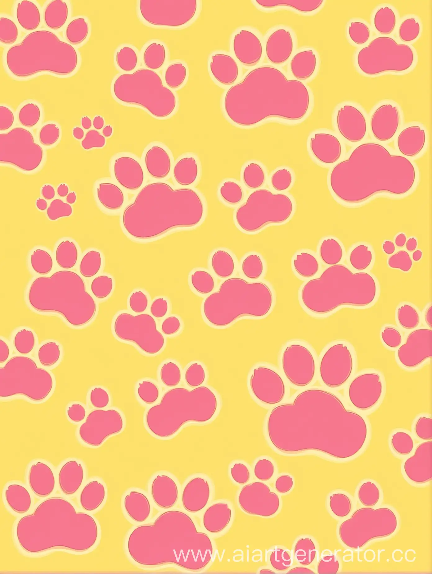 Cartoon Cat paws on a yellow-pink background