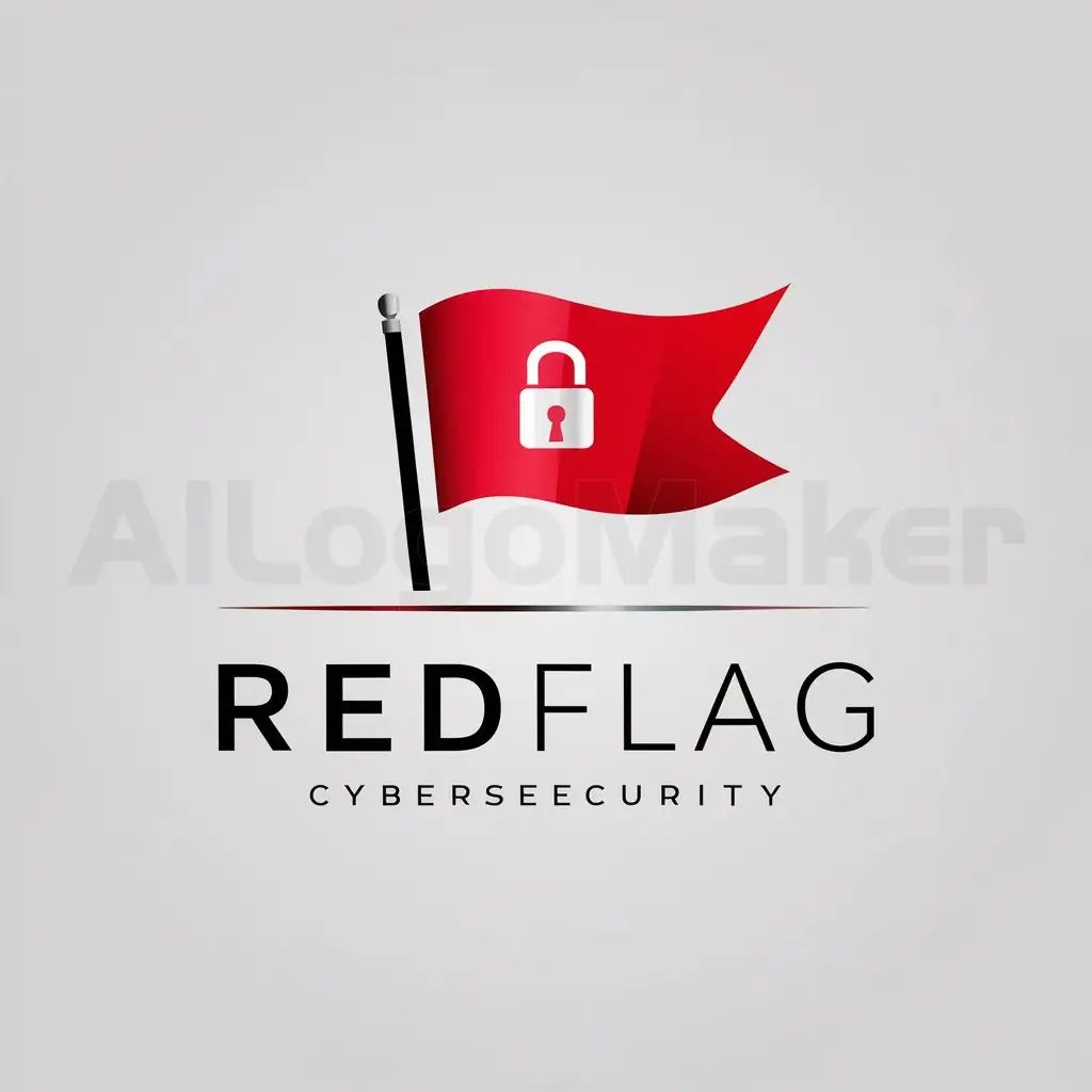 a logo design,with the text "redflag", main symbol:bandera roja or lock,Minimalistic,be used in cybersecurity industry,clear background