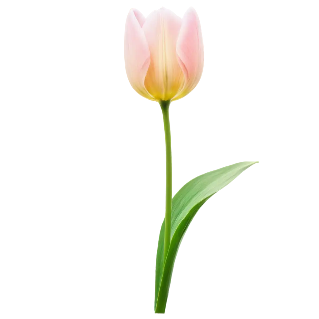 "Produce a vector image of a single tulip in pastel tones, isolated on a white background, with elegant lines and gentle color transitions."

