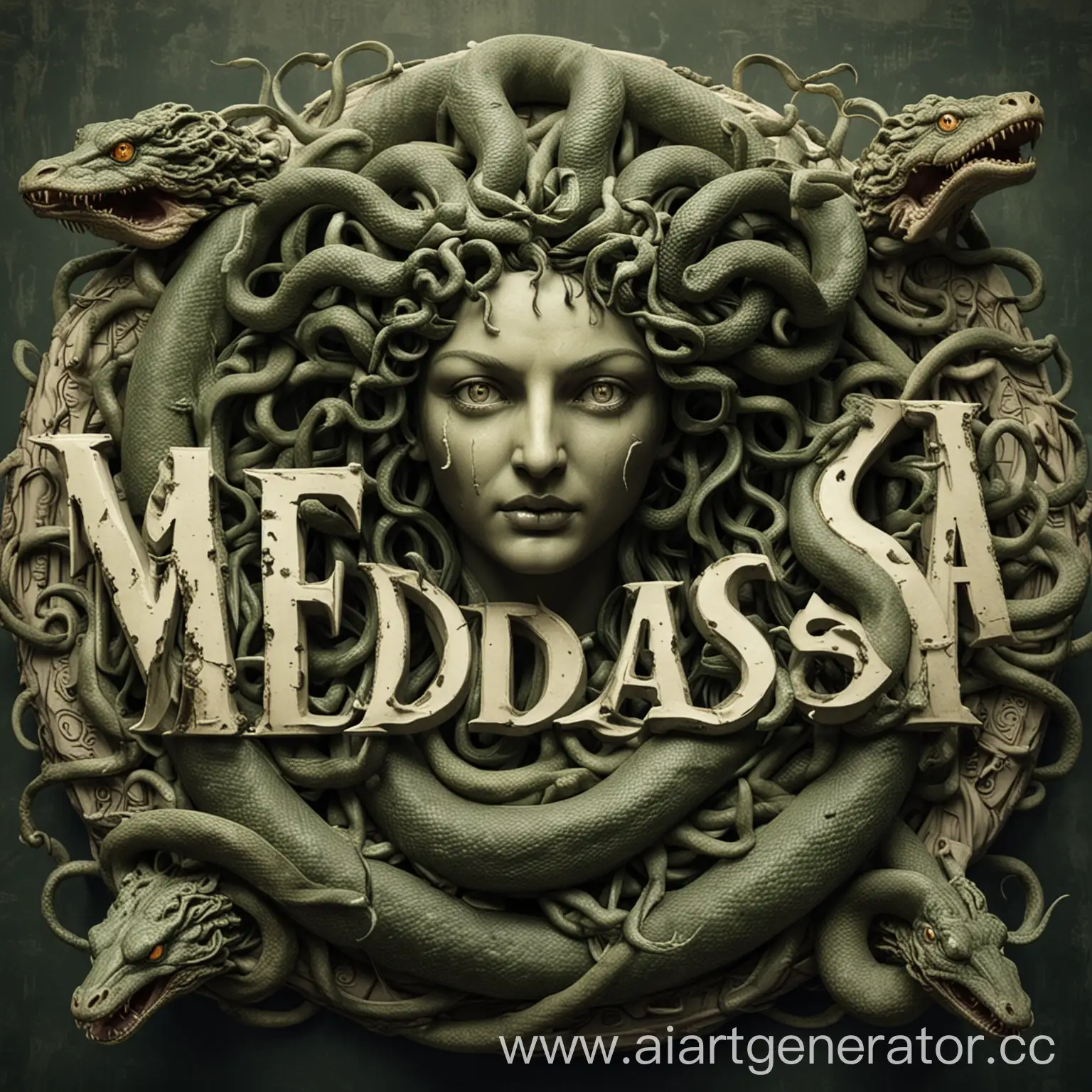 Medusa gorgon text in the form of snakes