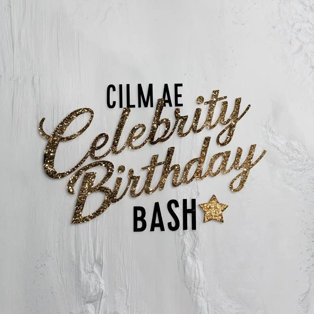 compose logo for the  words "Cilmae celebrity birthday bash" on white background
