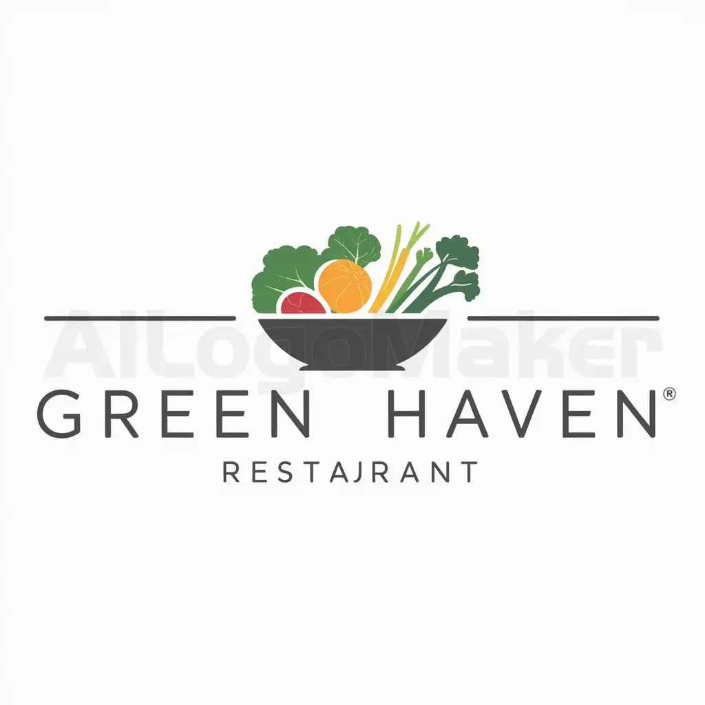 a logo design,with the text "Green Haven", main symbol:Bowl with a vegetarian meal,Minimalistic,be used in Restaurant industry,clear background
