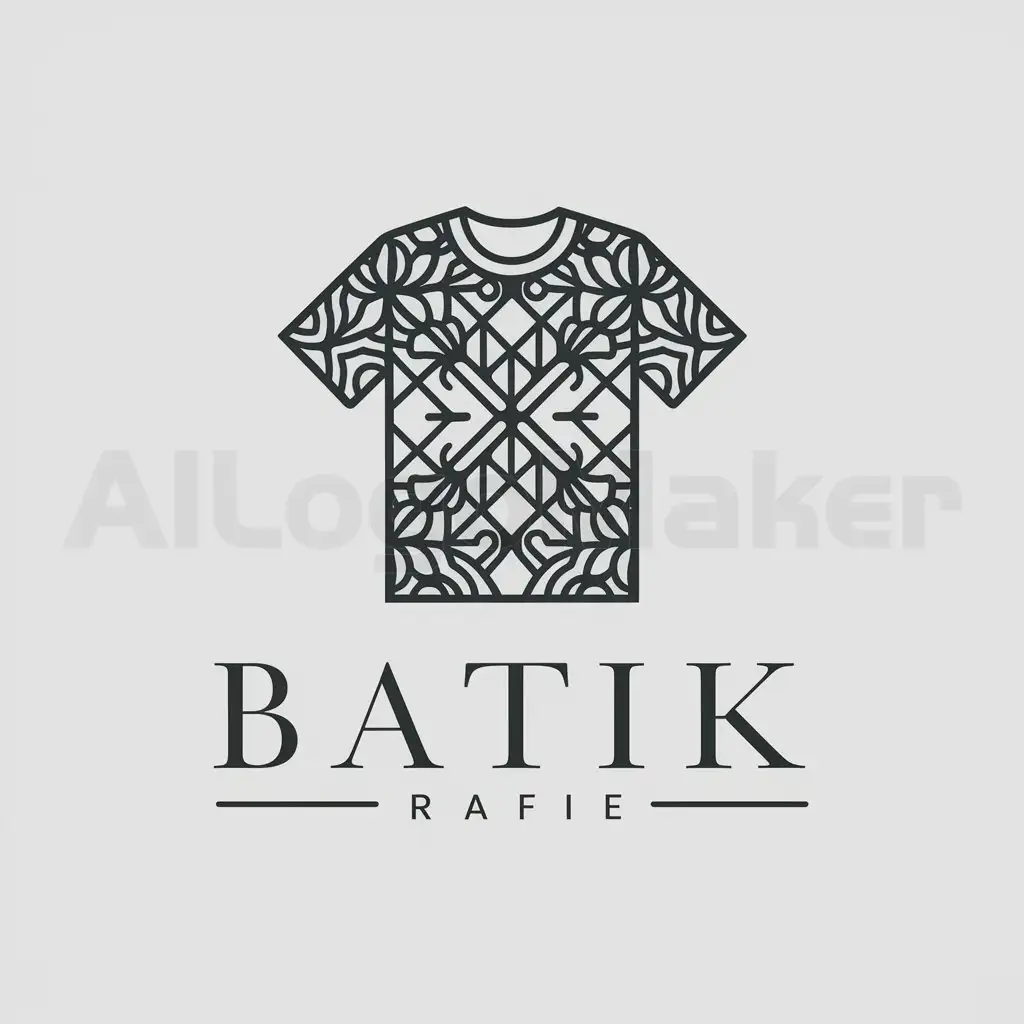 a logo design,with the text "Batik rafie", main symbol:t-shirt,complex,clear background