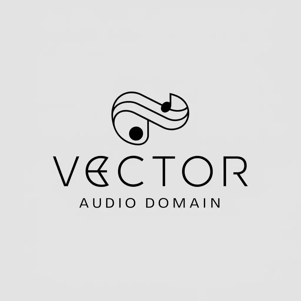 a logo design,with the text "vector audio domain", main symbol:single note Moebius strip,Minimalistic,be used in Entertainment industry,clear background