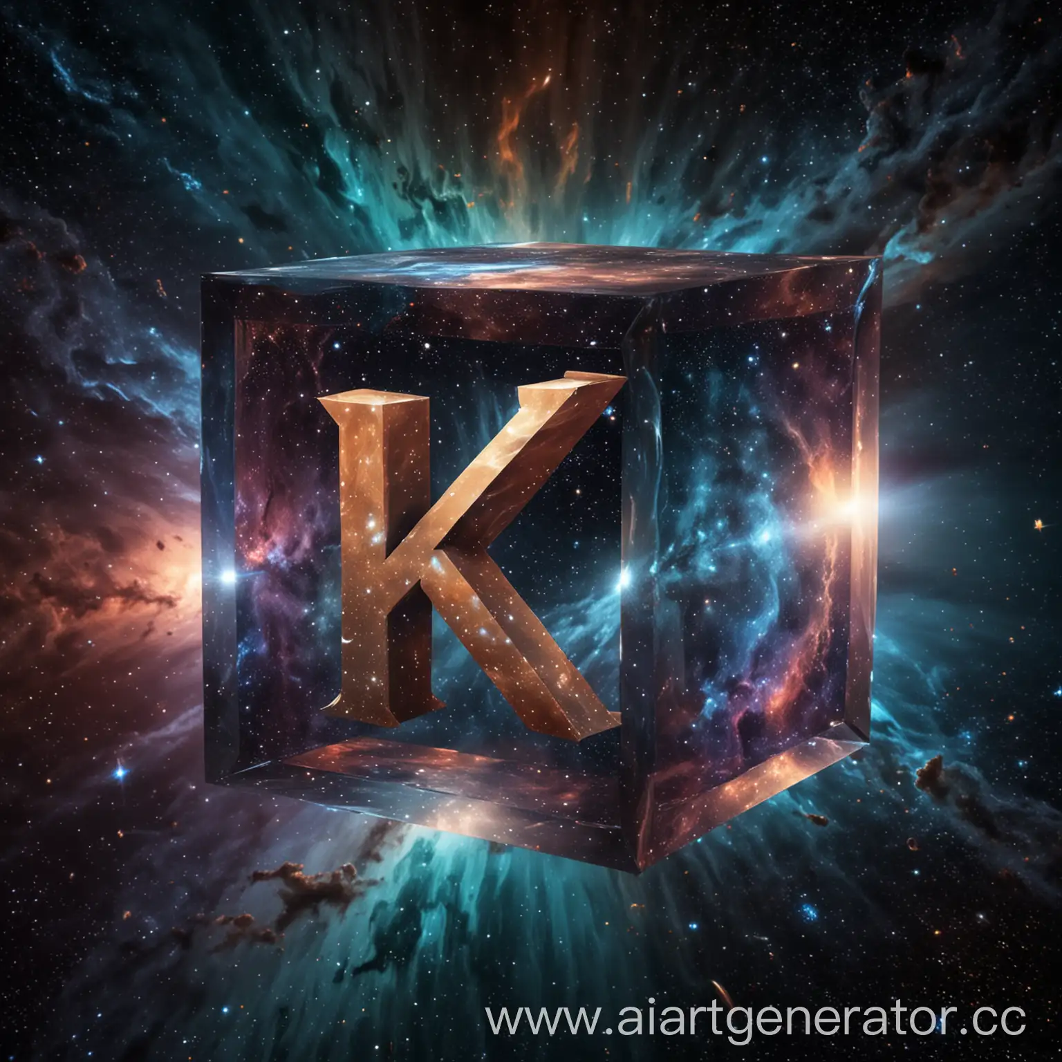 Cosmic-Cube-with-Letter-K-ThreeDimensional-Space-Art