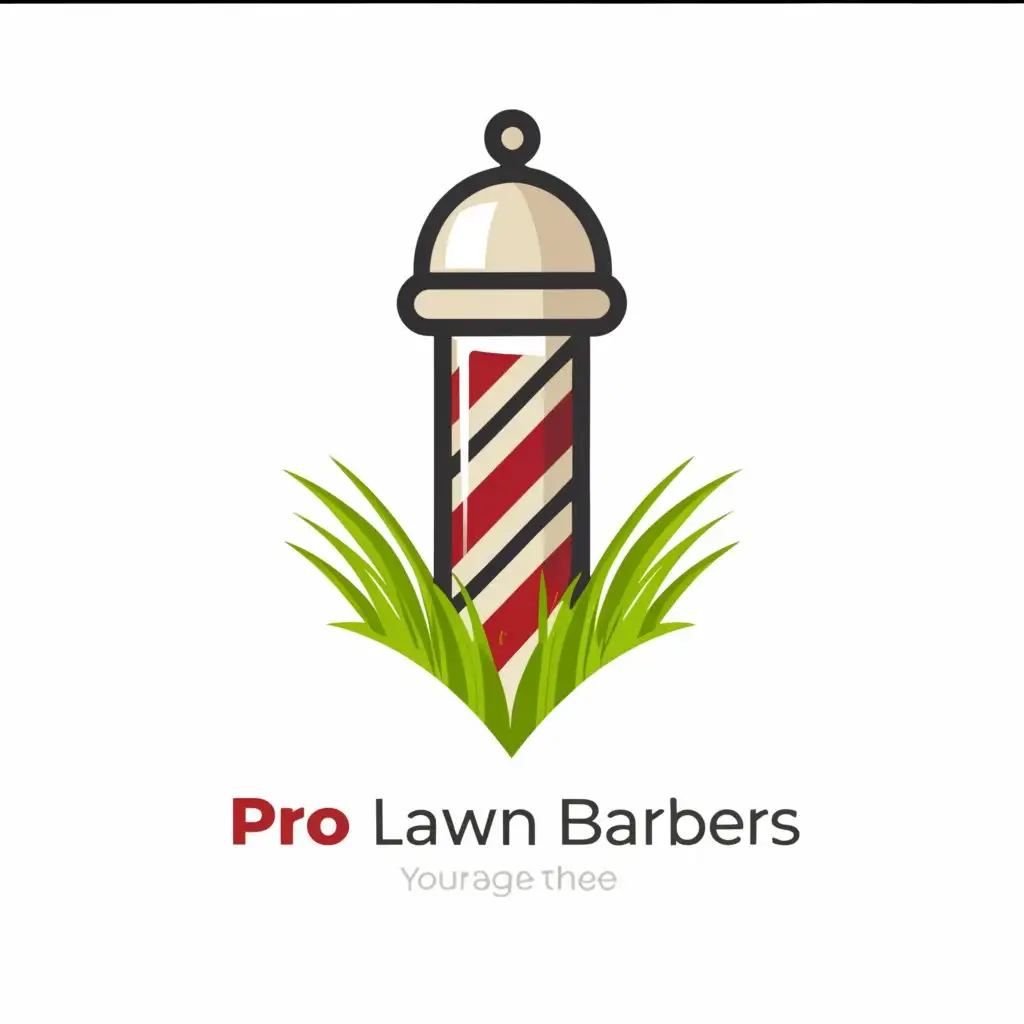 a logo design,with the text "Pro Lawn Barbers", main symbol:barber pole, grass,Minimalistic,be used in Landscaping industry,clear background