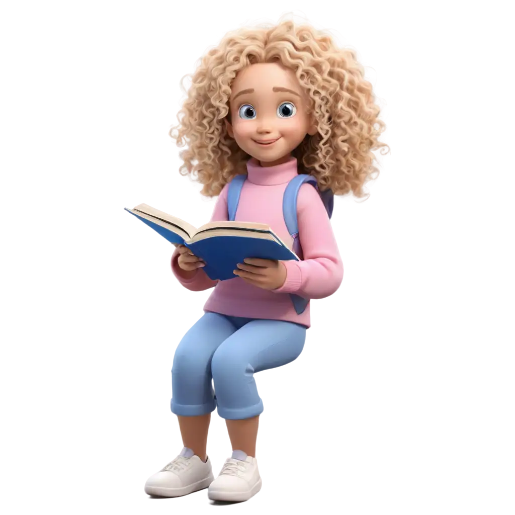 Adorable-5YearOld-Girl-with-Blonde-Curly-Hair-Reading-Book-PNG-Image