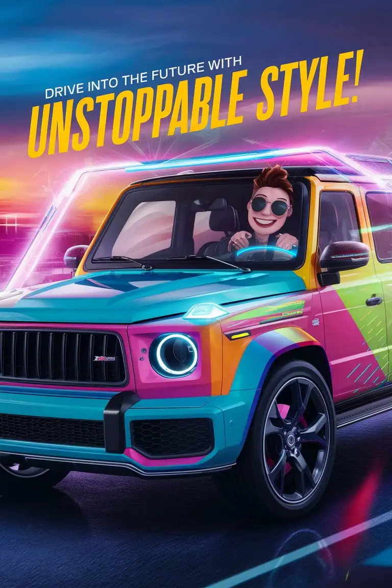 Vibrant Car Advertisement Captivating Colors and Catchy Slogan
