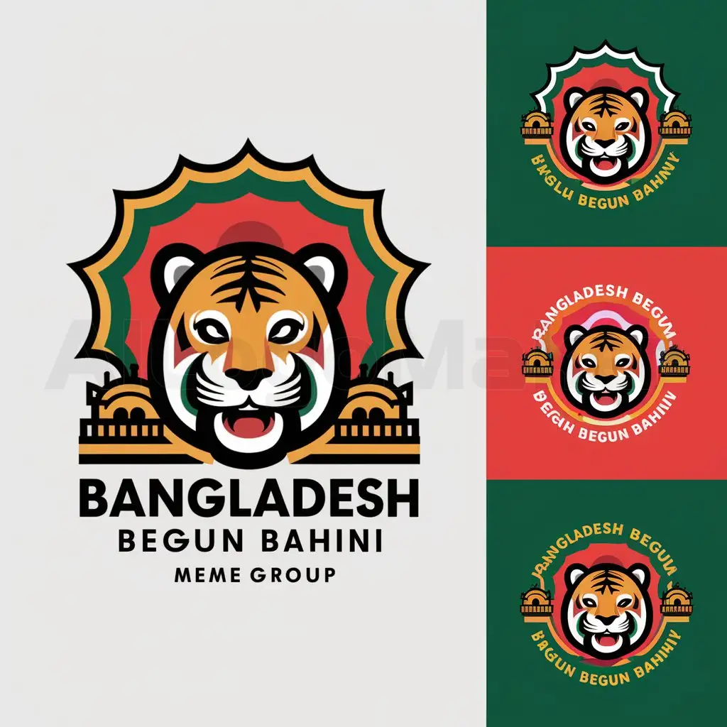 a logo design,with the text "EMPOWER", main symbol:Create a logo for our meme group called 'Bangladesh Begun Bahini.' We're a fun and vibrant online community based in Bangladesh that shares humorous content and memes. The logo should capture the playful and lighthearted spirit of our group while reflecting our Bangladeshi identity. Incorporate elements related to Bangladeshi culture or symbols, such as the national flag, traditional patterns, or iconic landmarks. The color palette should be bold and eye-catching, with a preference for green and red to reflect the colors of the Bangladeshi flag. Overall, the logo should be versatile and suitable for use across various digital platforms, including social media profiles, group banners, and merchandise.,Moderate,be used in MARKETING industry,clear background