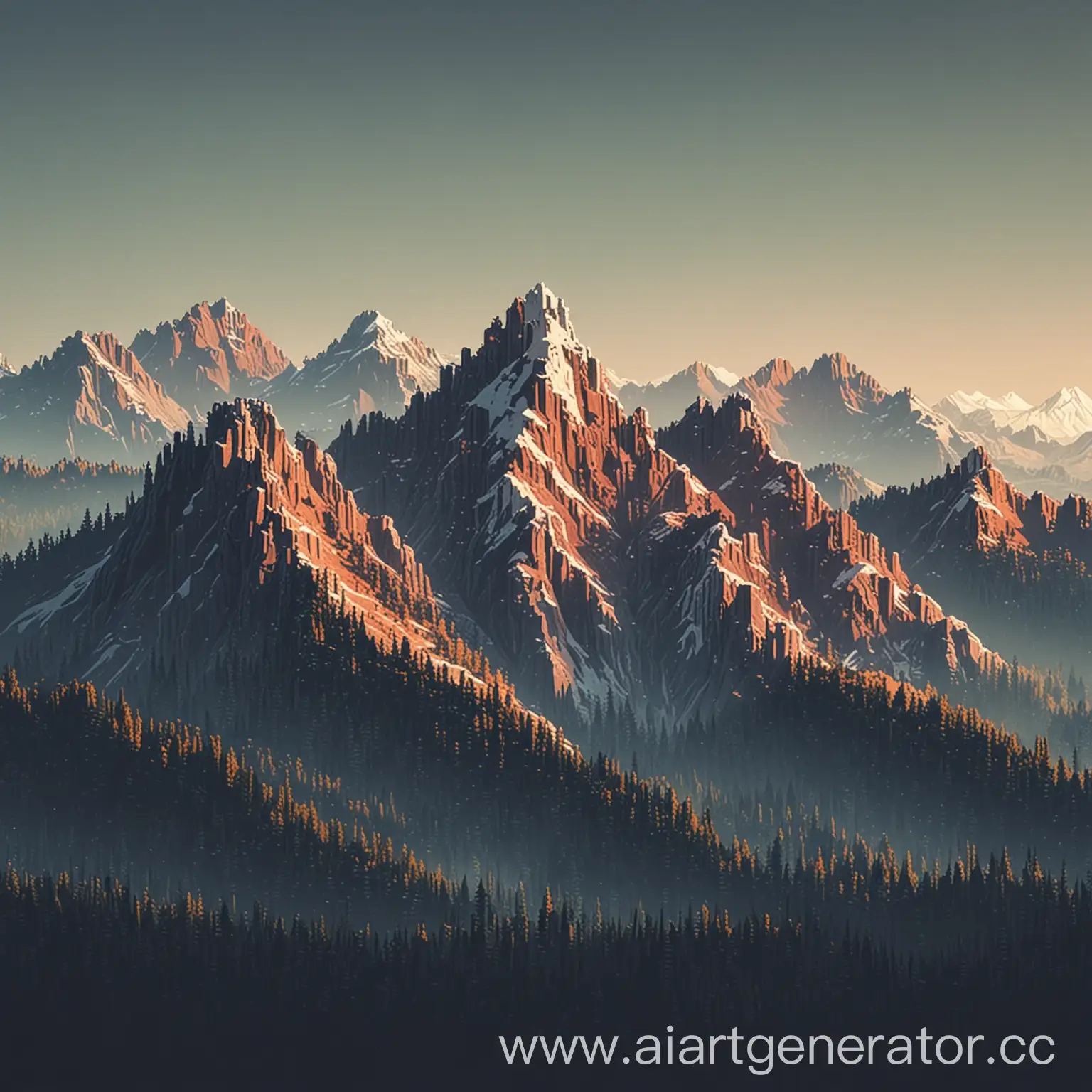 Pixelated-Mountain-Landscape-with-Sunrise-Glow