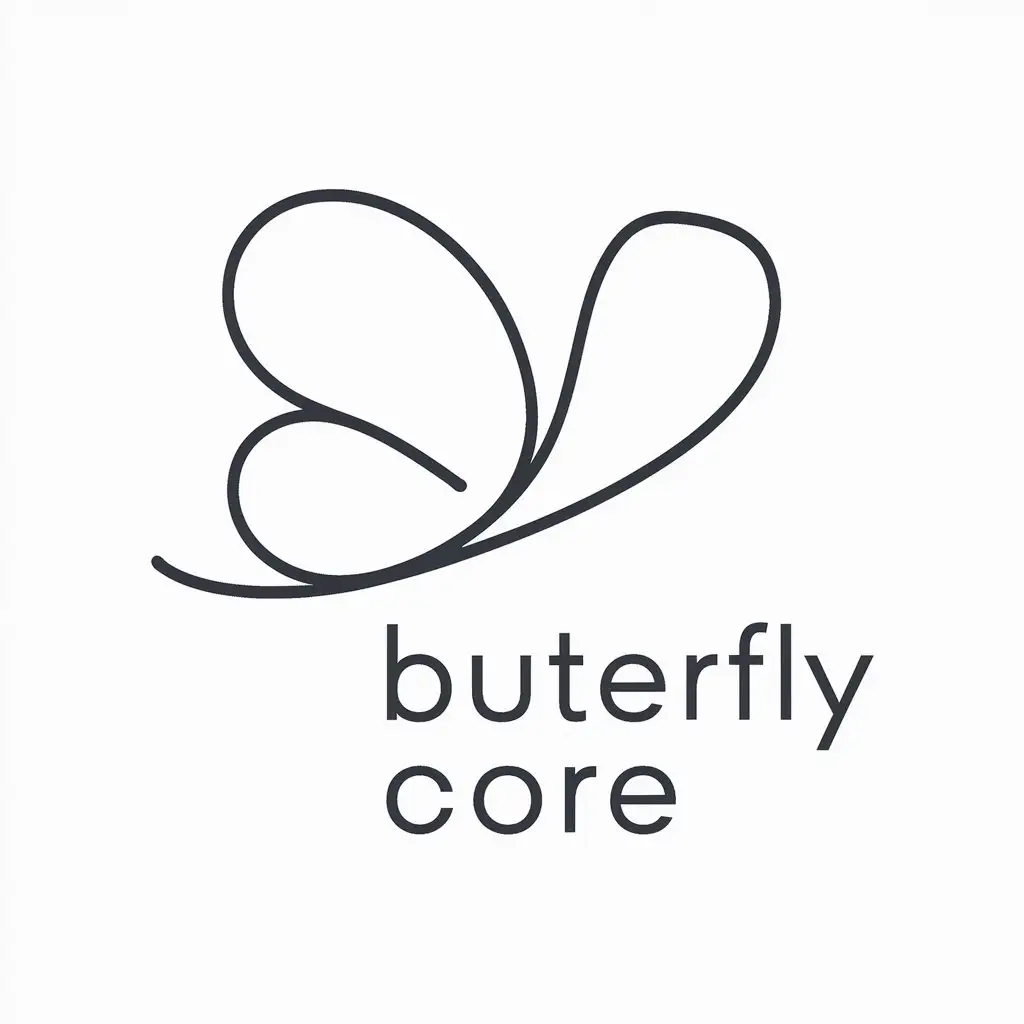 a logo design,with the text "butterfly core", main symbol:sketch an abstract butterfly with the most simple lines,Moderate,be used in Technology industry,clear background