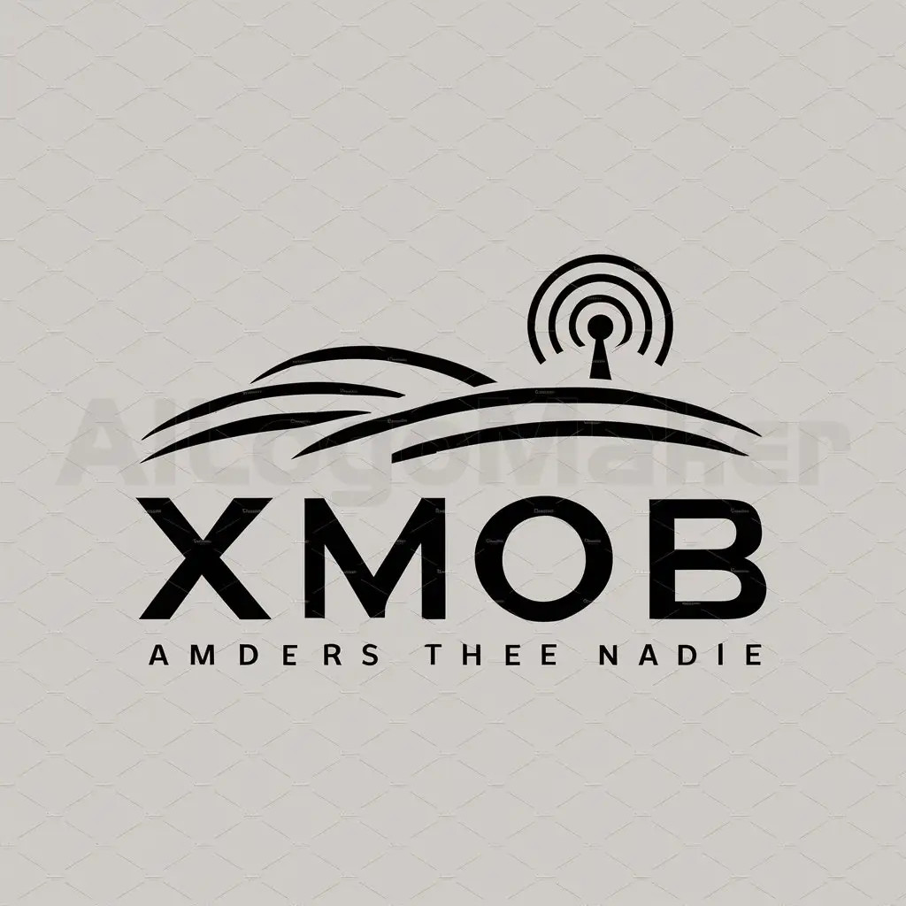 a logo design,with the text "xMob", main symbol:Rolling hills and a radio antenna,Moderate,be used in Technology industry,clear background