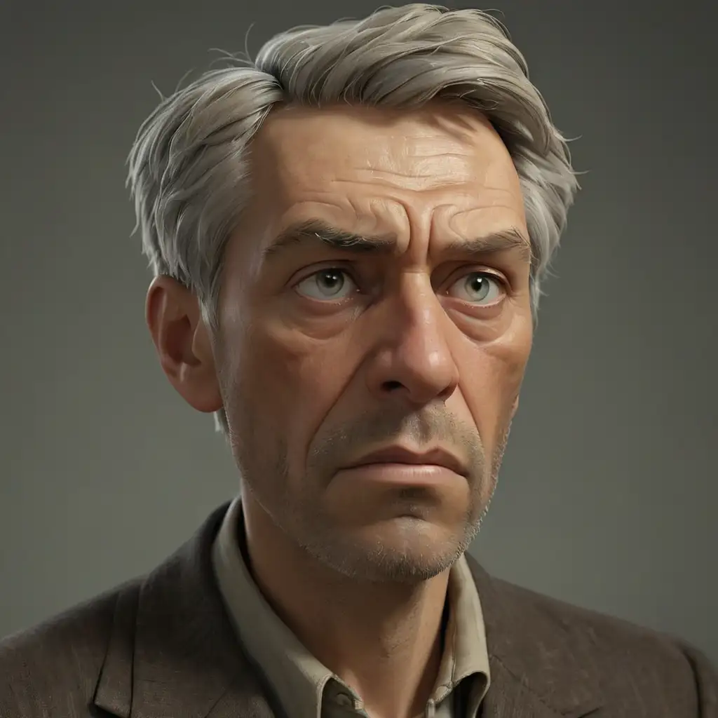 Boris Pasternak Reflecting in Melancholy Realistic 3D Animated Portrait